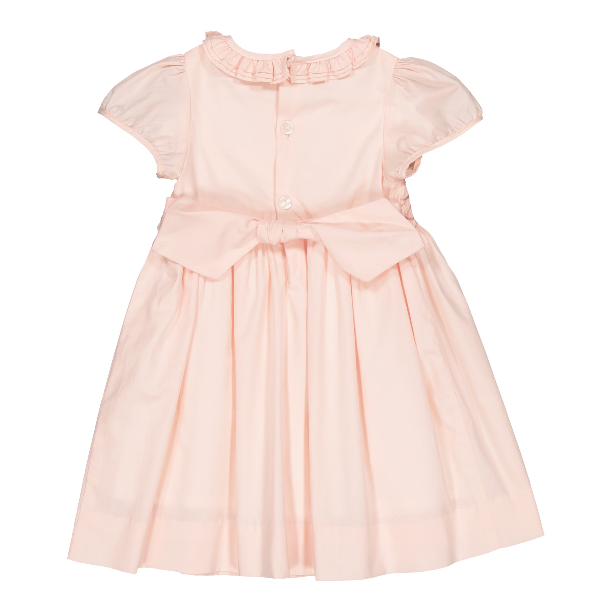 Hars, robe à smocks en popeline rose nude