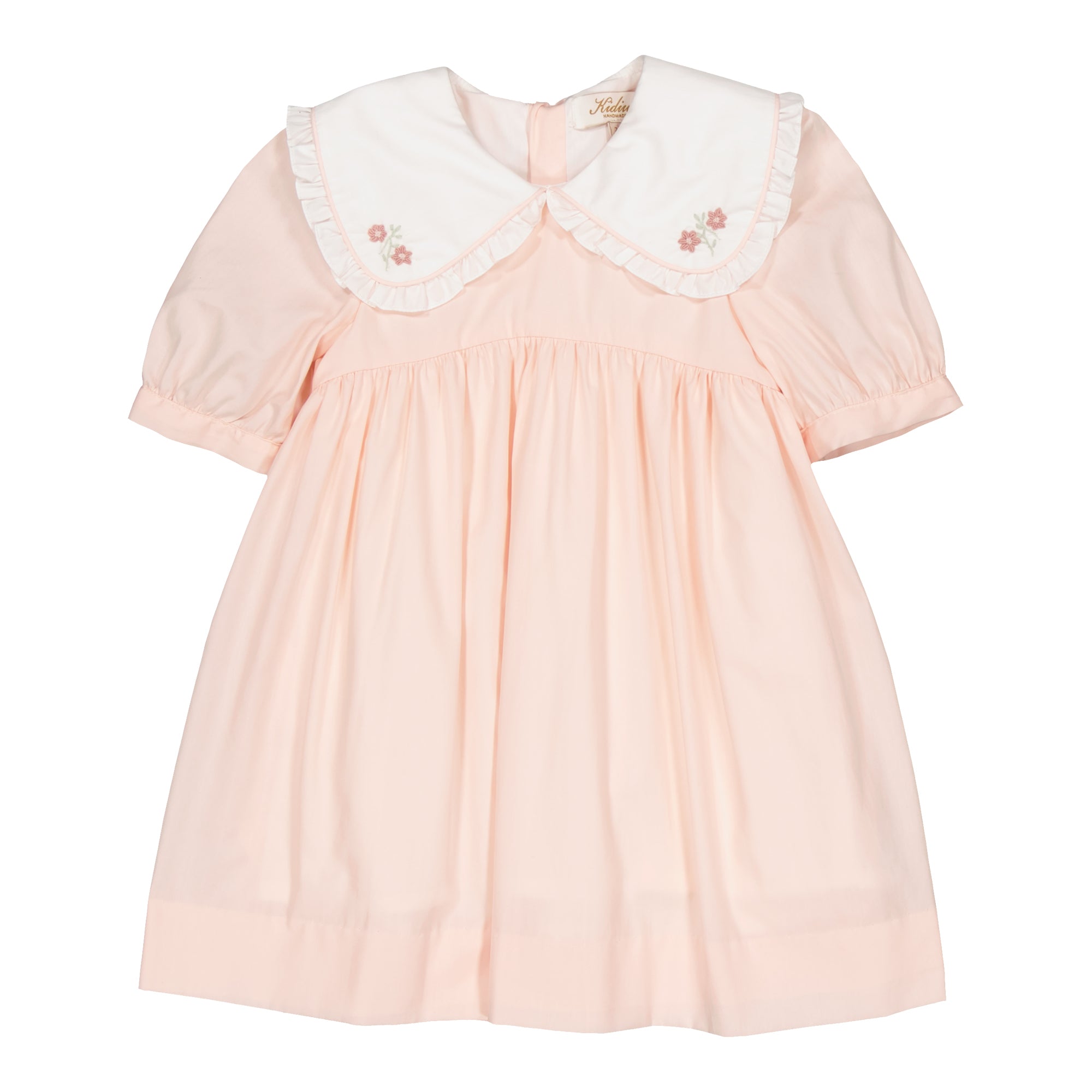 Swanille, robe brodée en popeline rose nude