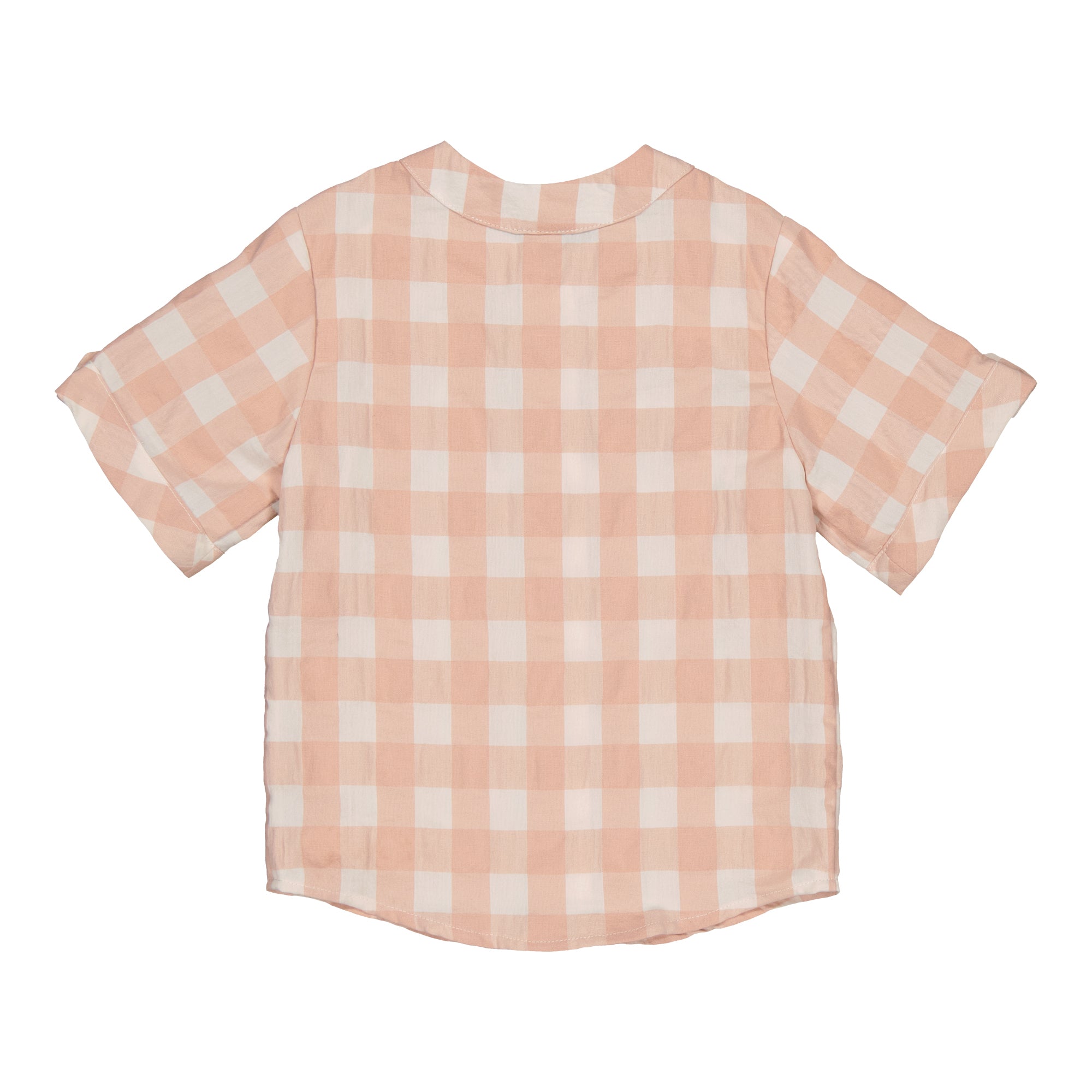 Maxence, boy shirt, in Pink sand seersucker