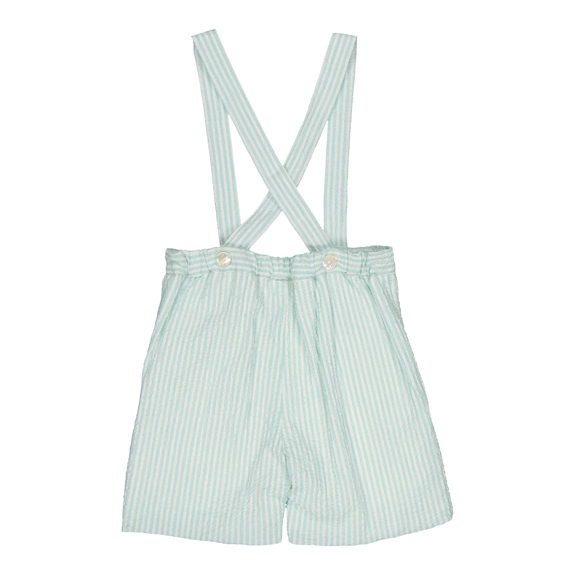 Silène, Boy dungarees, in Aqua seersucker