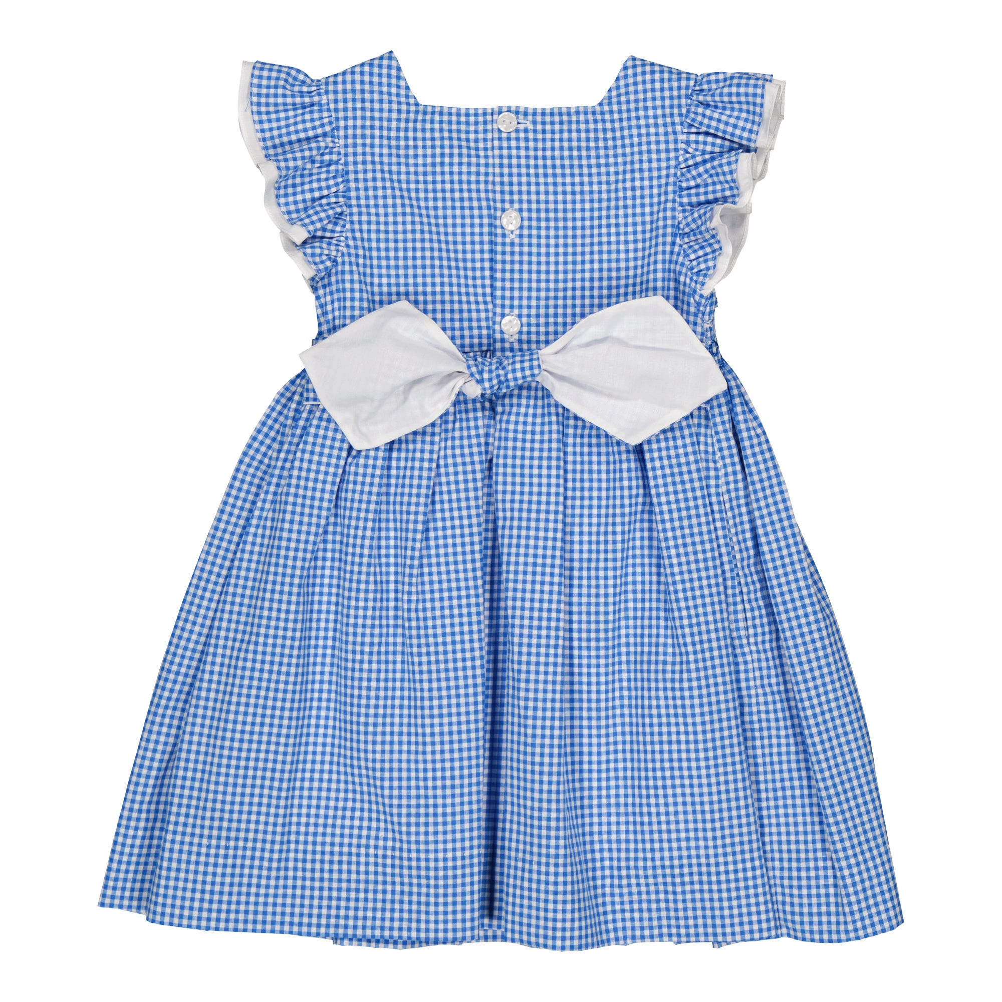 Enora, smocked dress, in Small french blue gingham