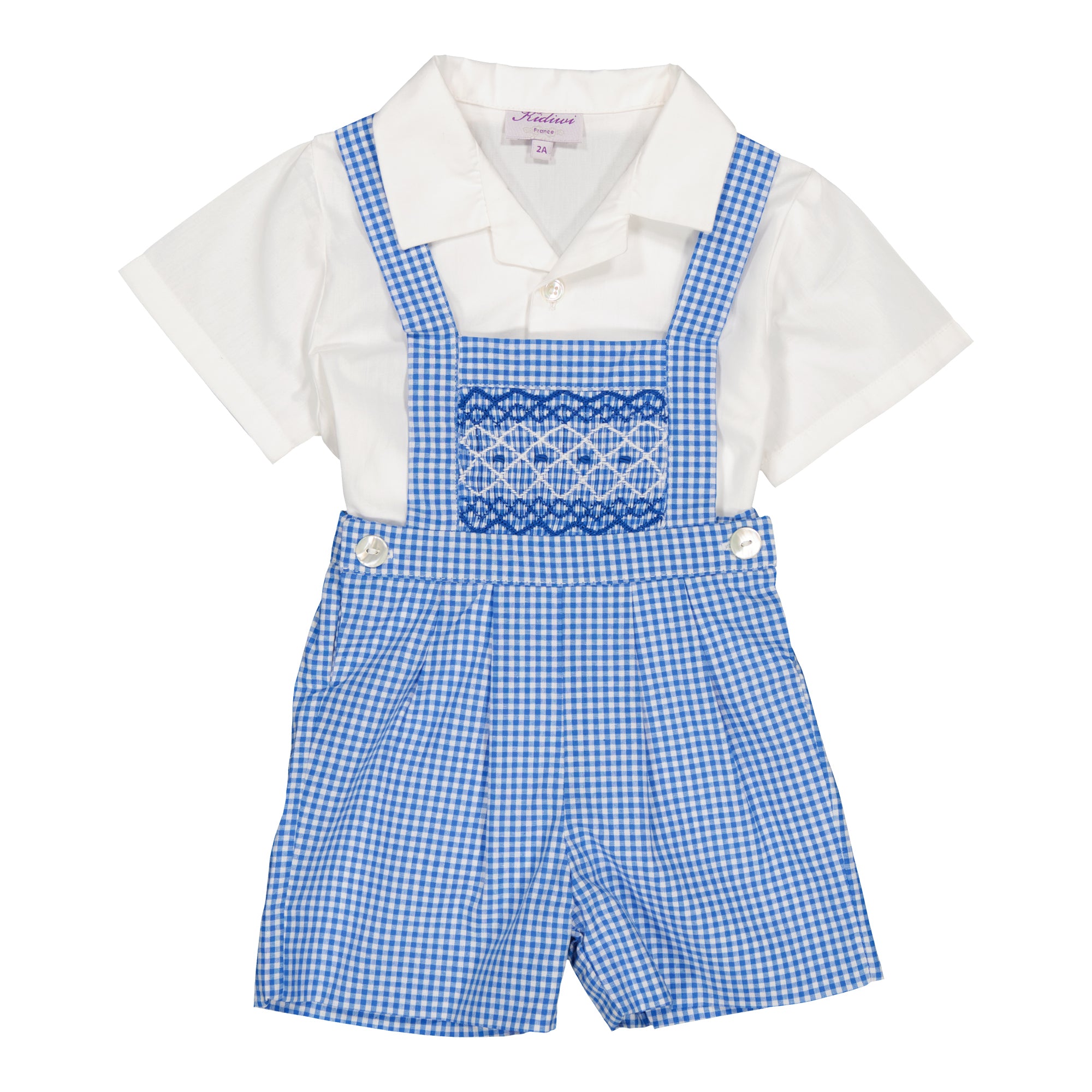 Aurélien, Boy dungarees, in Small french blue gingham