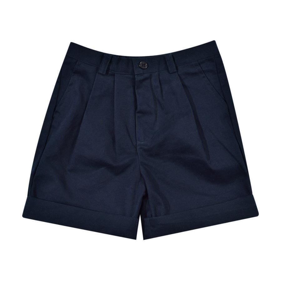 Adam, boy shorts, in Navy cotton piqué TPQ01 - Navy cotton piqué