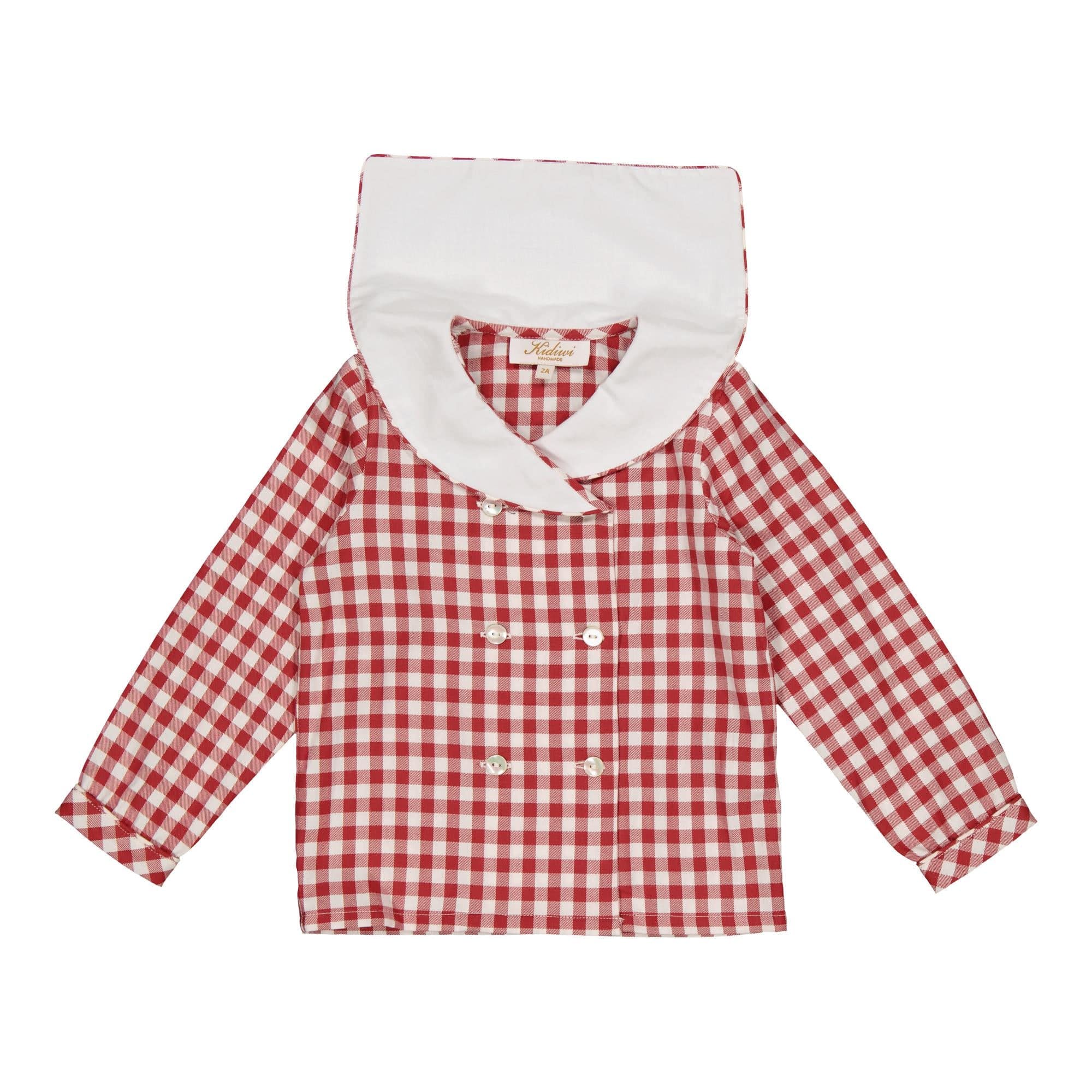 Ambroise ML, chemise en sergé de vichy rouge