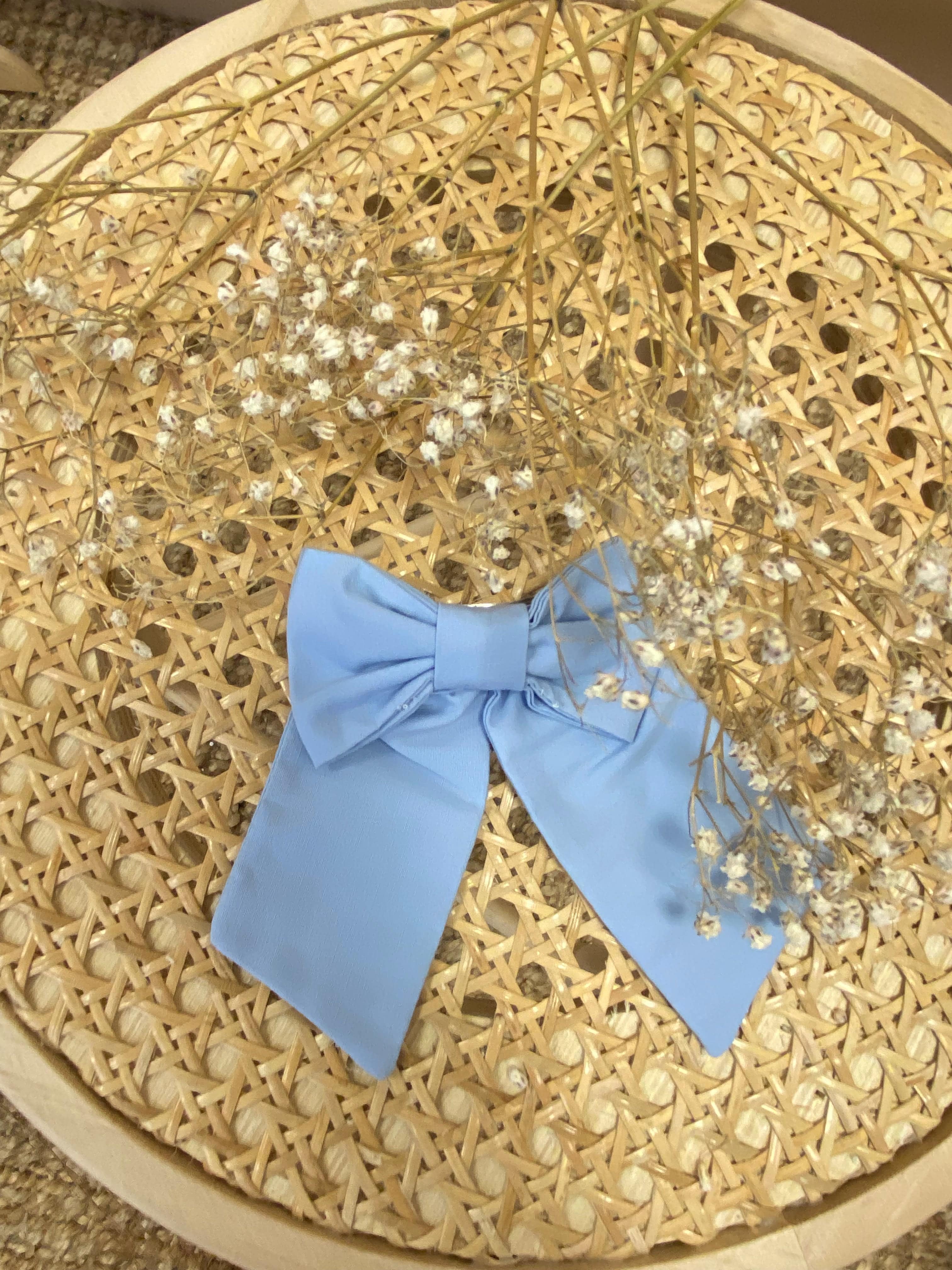 Bonnie M, Pince à gros nœud, Coton bio bleuet maxi bow, Organic cornflower blue cotton