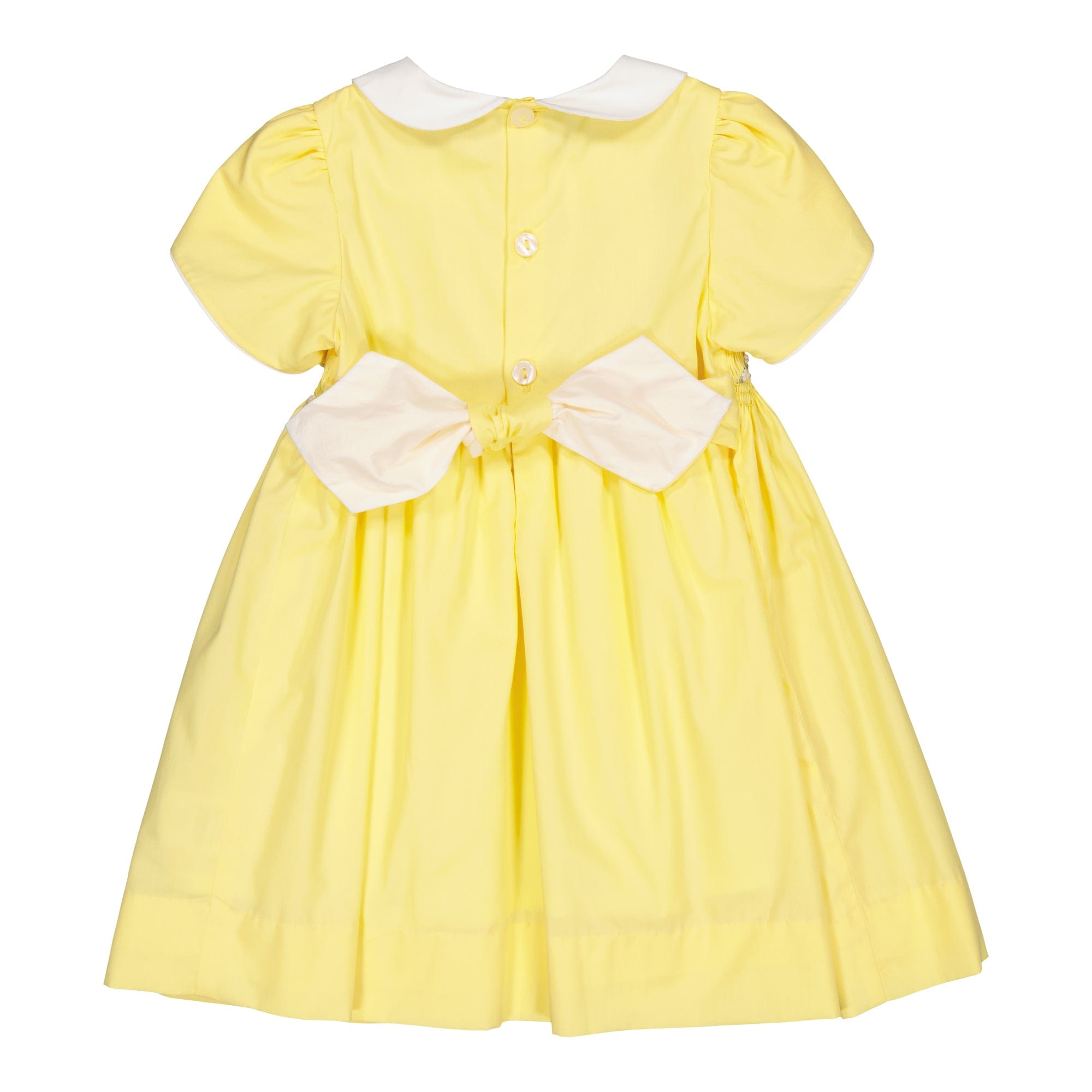 Clémence, robe à smock en popeline jaune