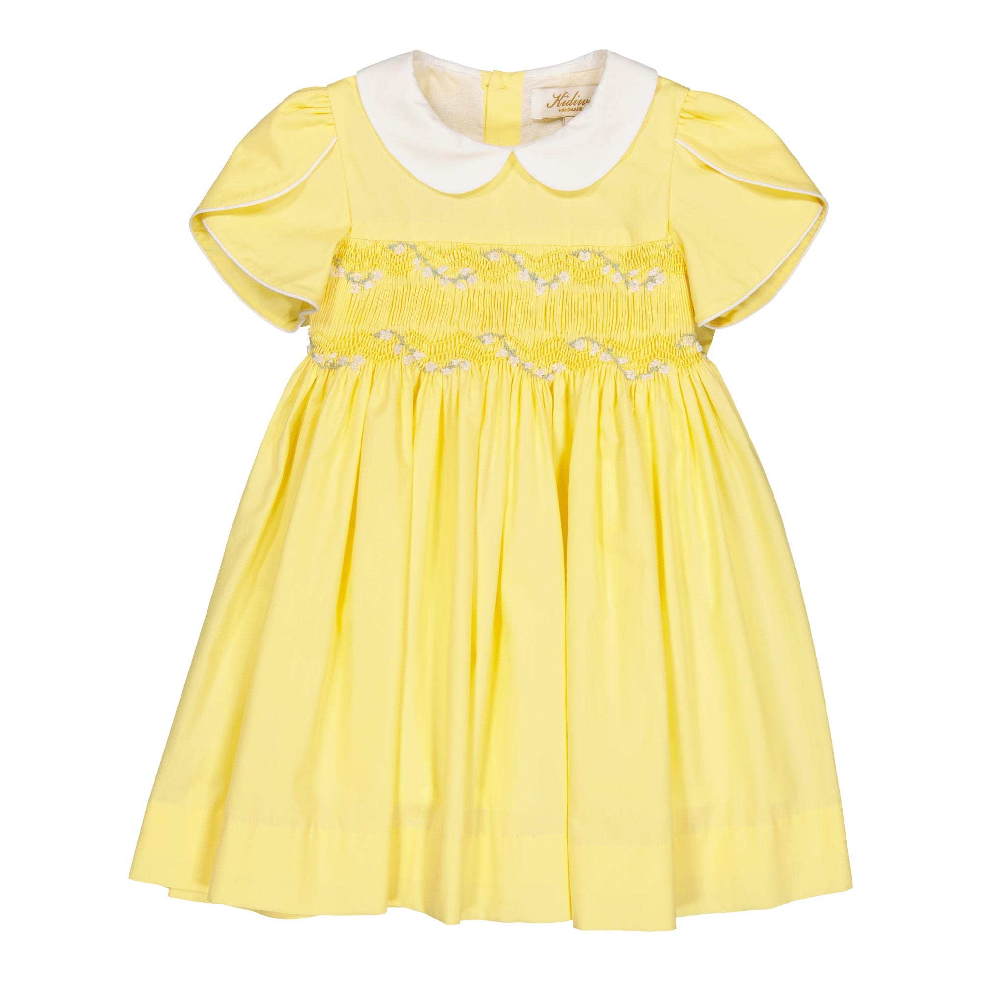 Clémence, robe à smock en popeline jaune