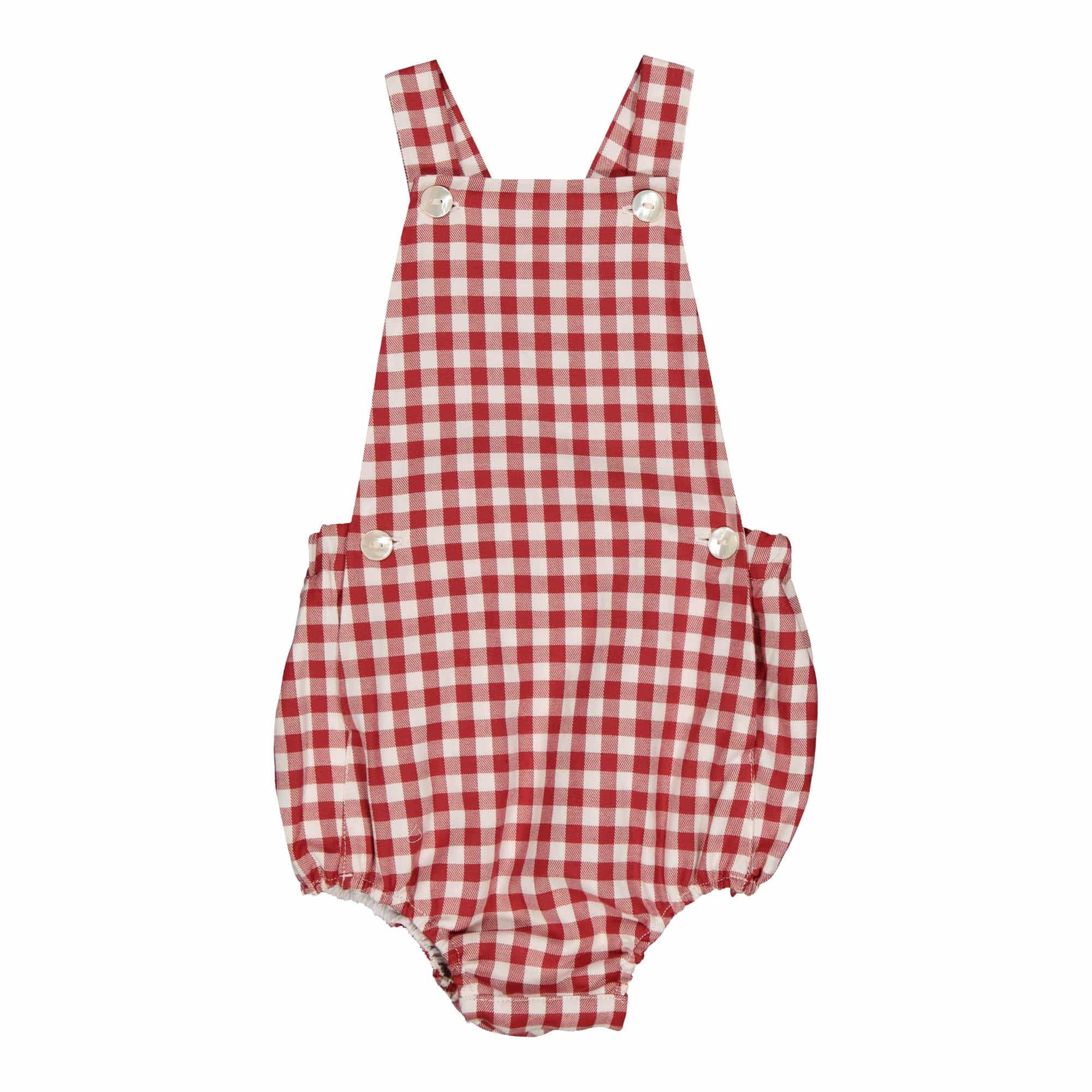 Loan, romper, in Large red gingham twill