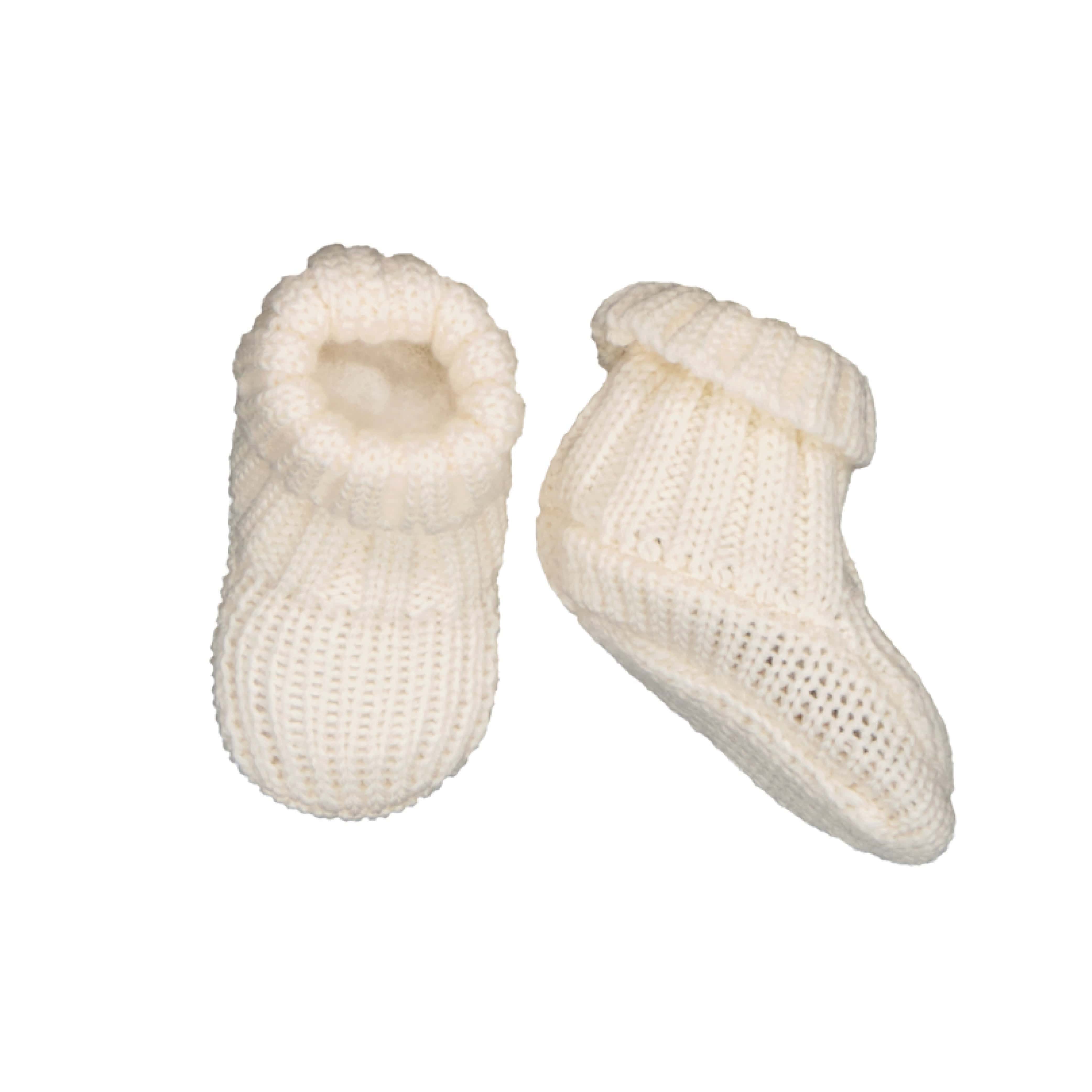 Louison, chaussons pour bébé 100% laine latte