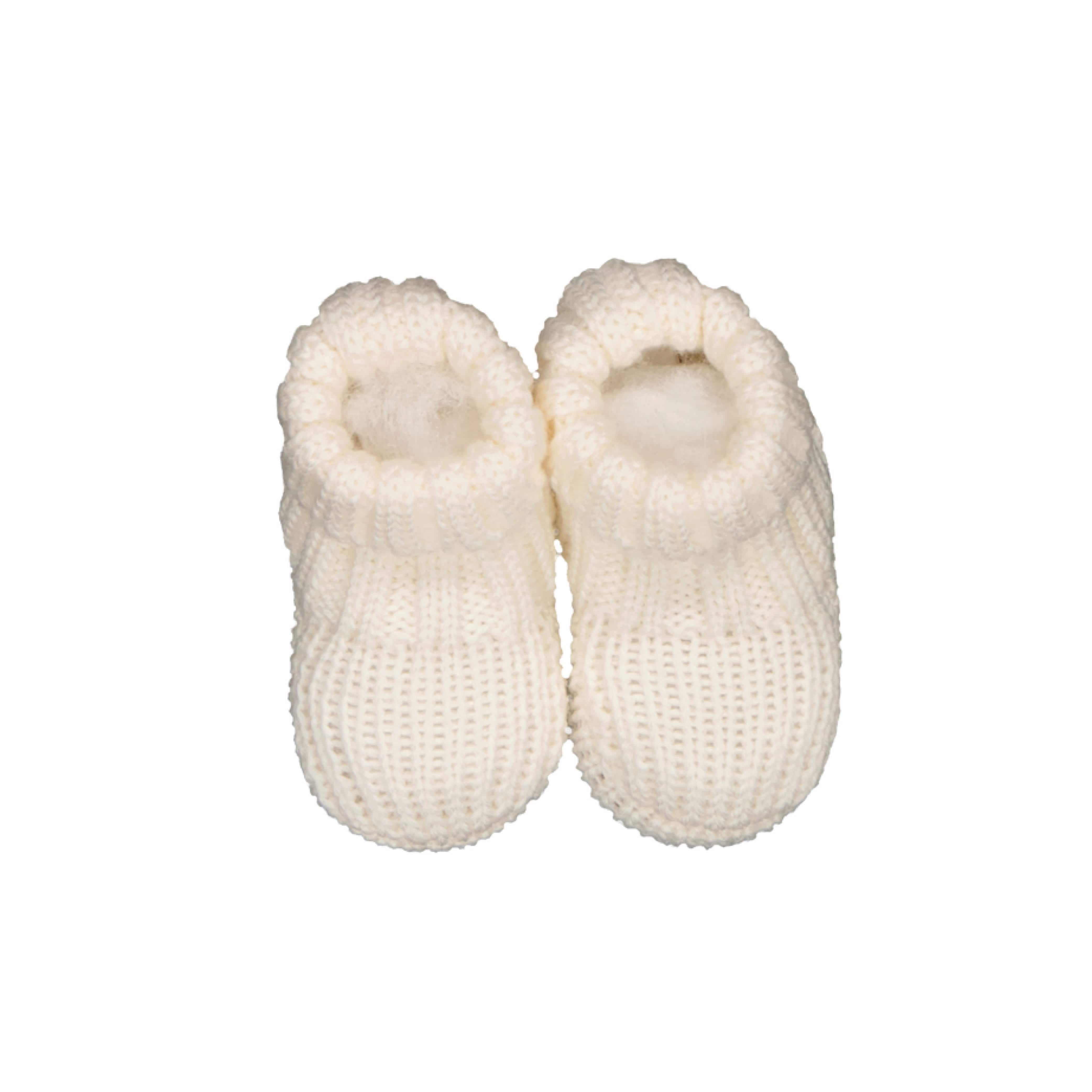 Louison, chaussons pour bébé 100% laine latte