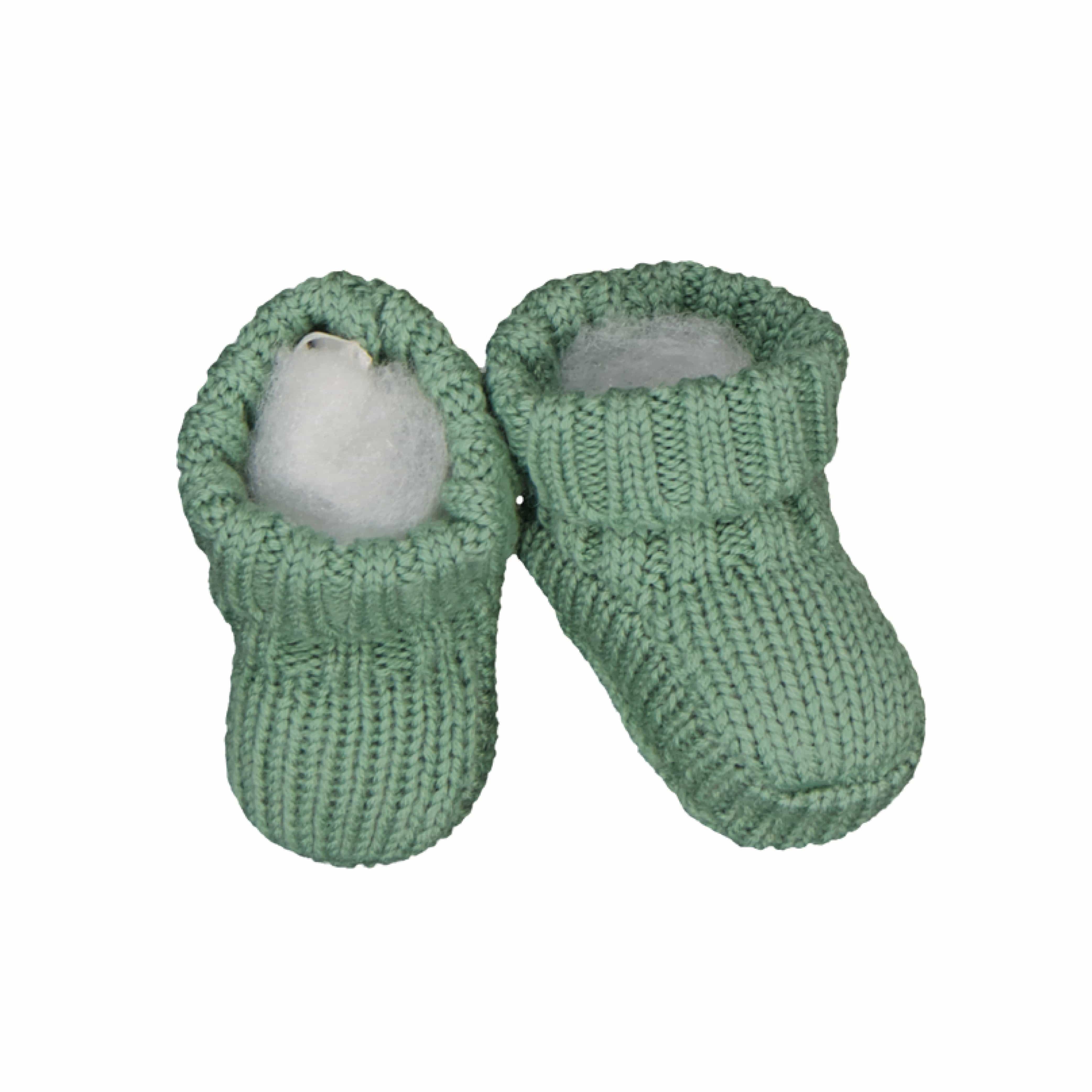 Louison, chaussons pour bébé 100% laine vert