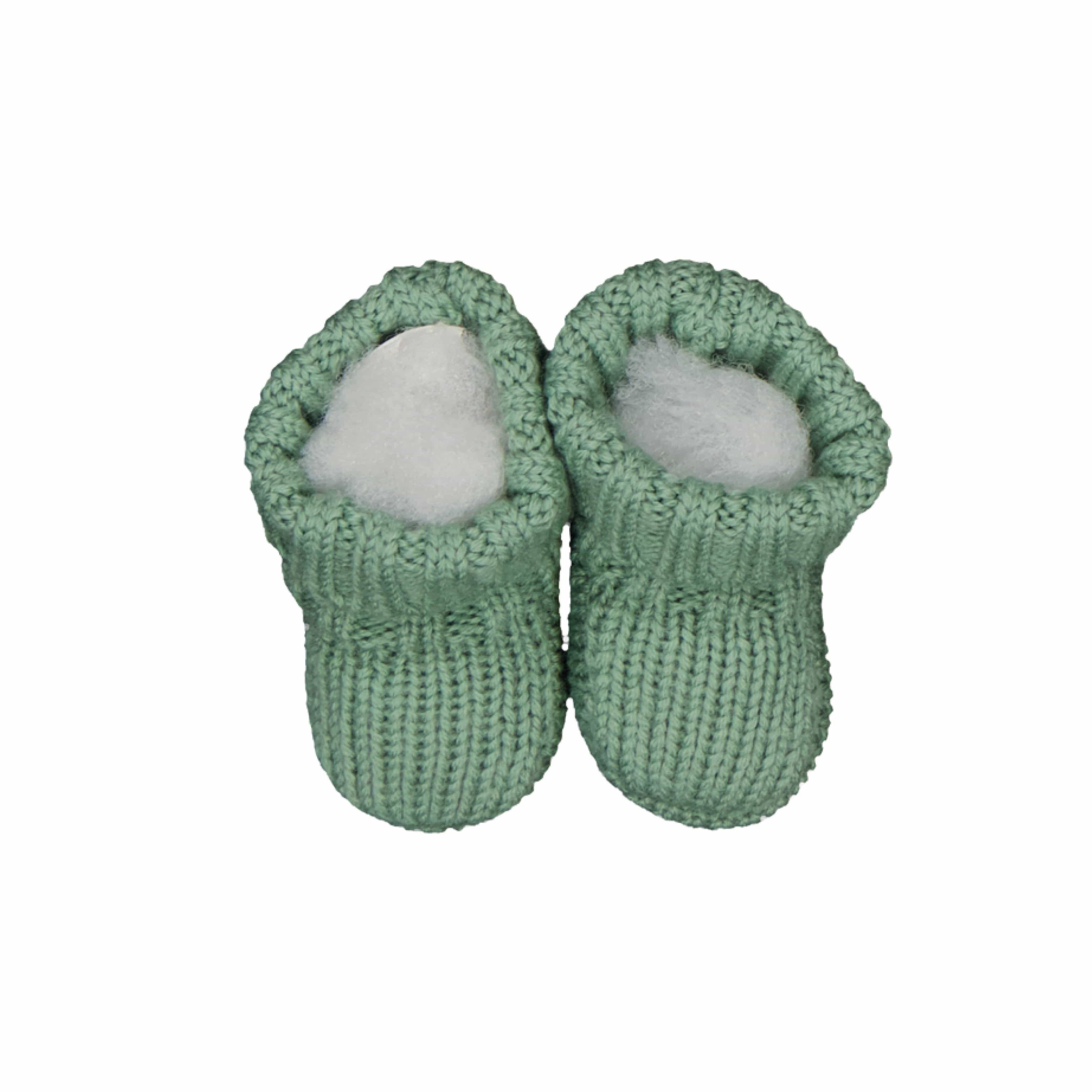 Louison, chaussons pour bébé 100% laine vert