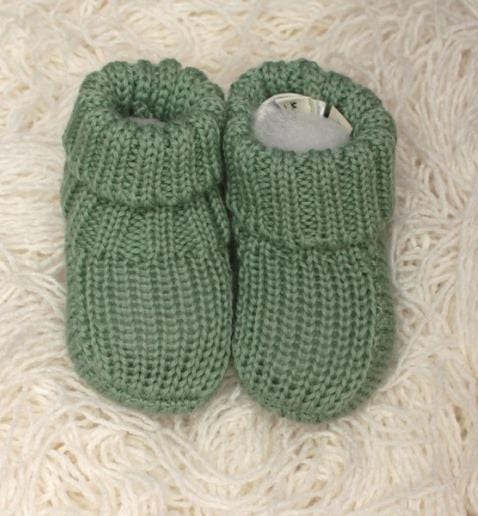 Louison, chaussons pour bébé 100% laine vert