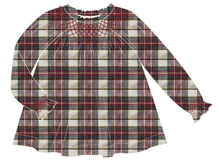 Maëline, blouse femme en tartan rouge