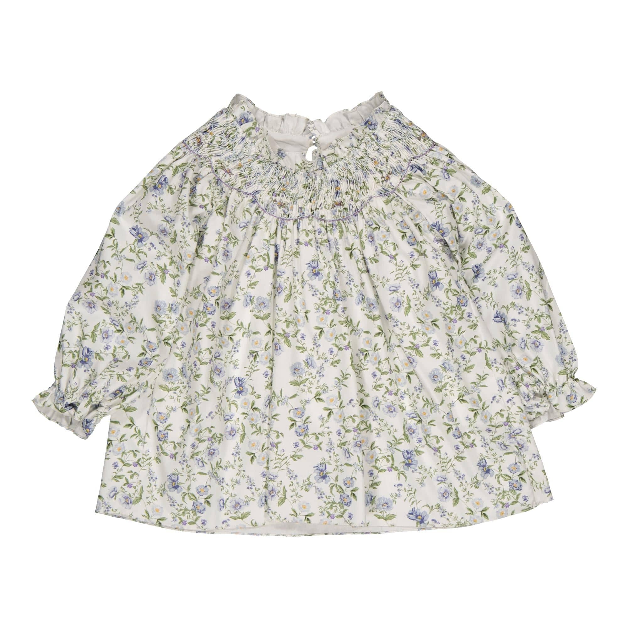 Maëline, Blouse imprimé romantique avec des fleurs bleues