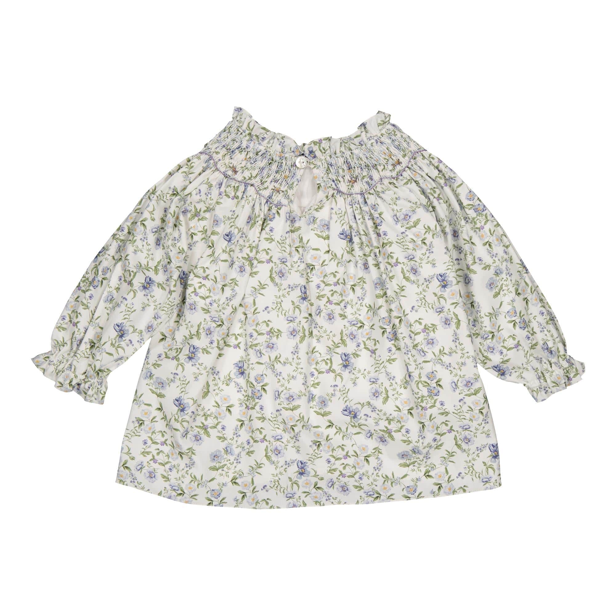 Maëline, Blouse imprimé romantique avec des fleurs bleues