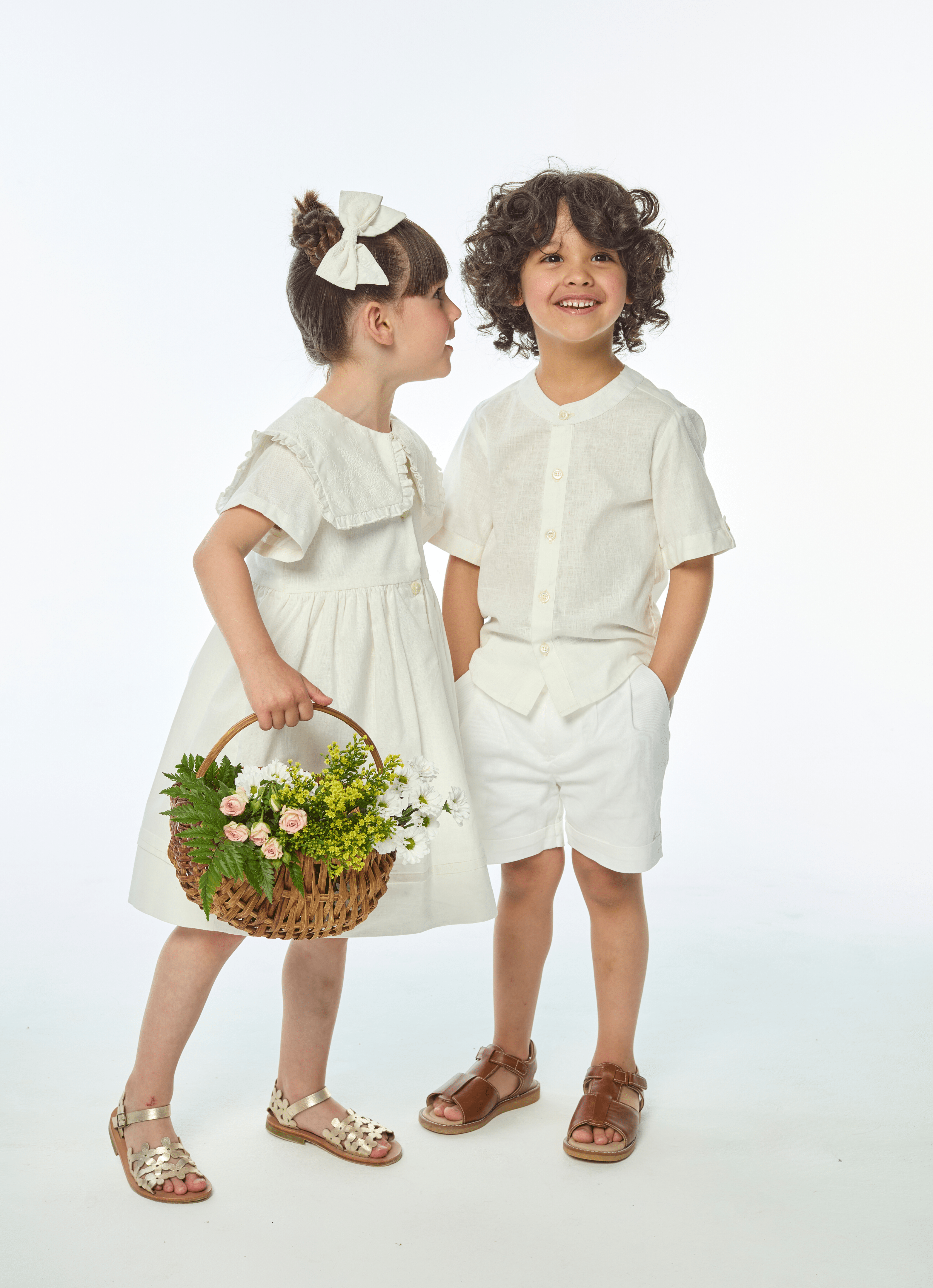 Maxence, chemise garçon en faux lin écru