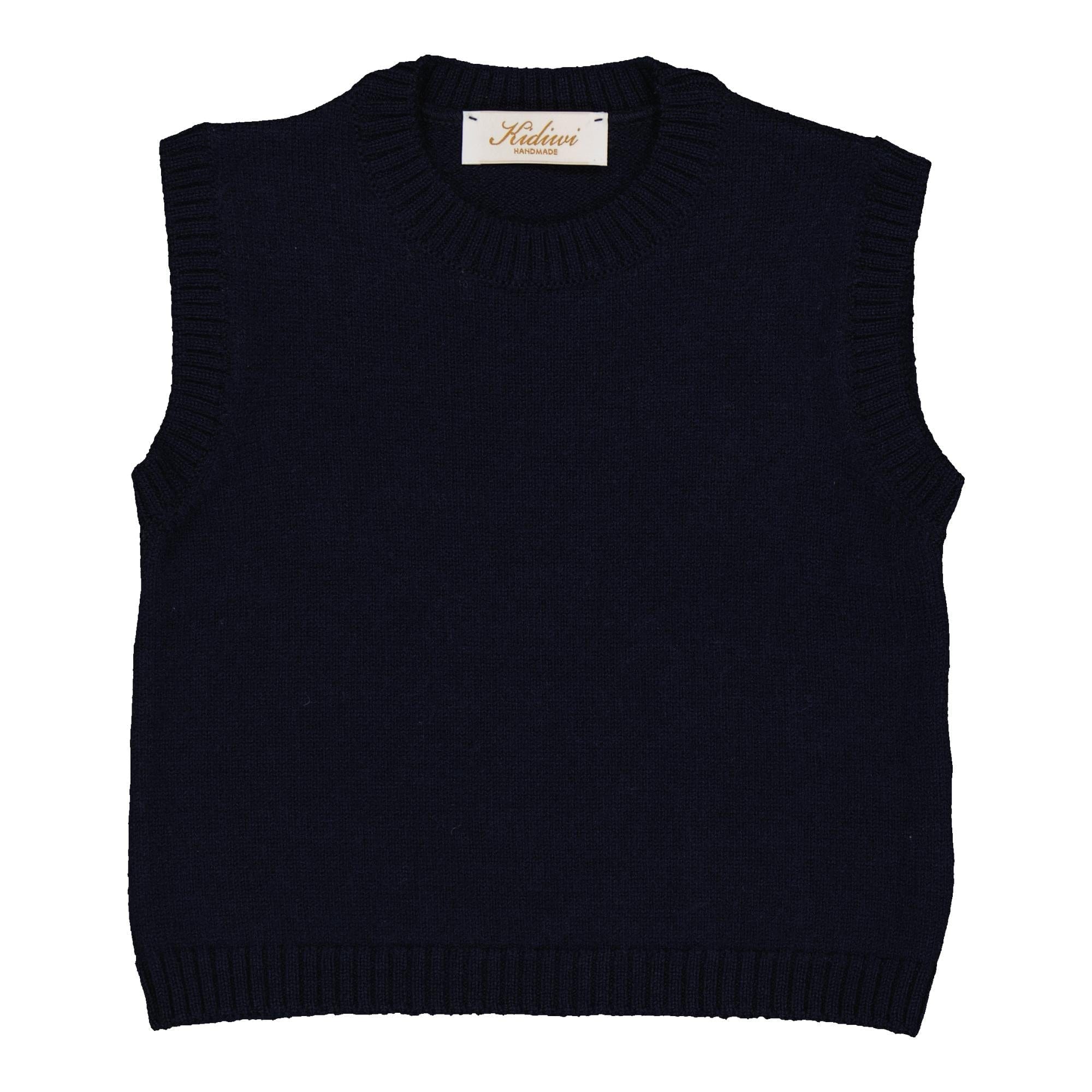 Morgan, pull sans manches 100% laine en Bleu marine