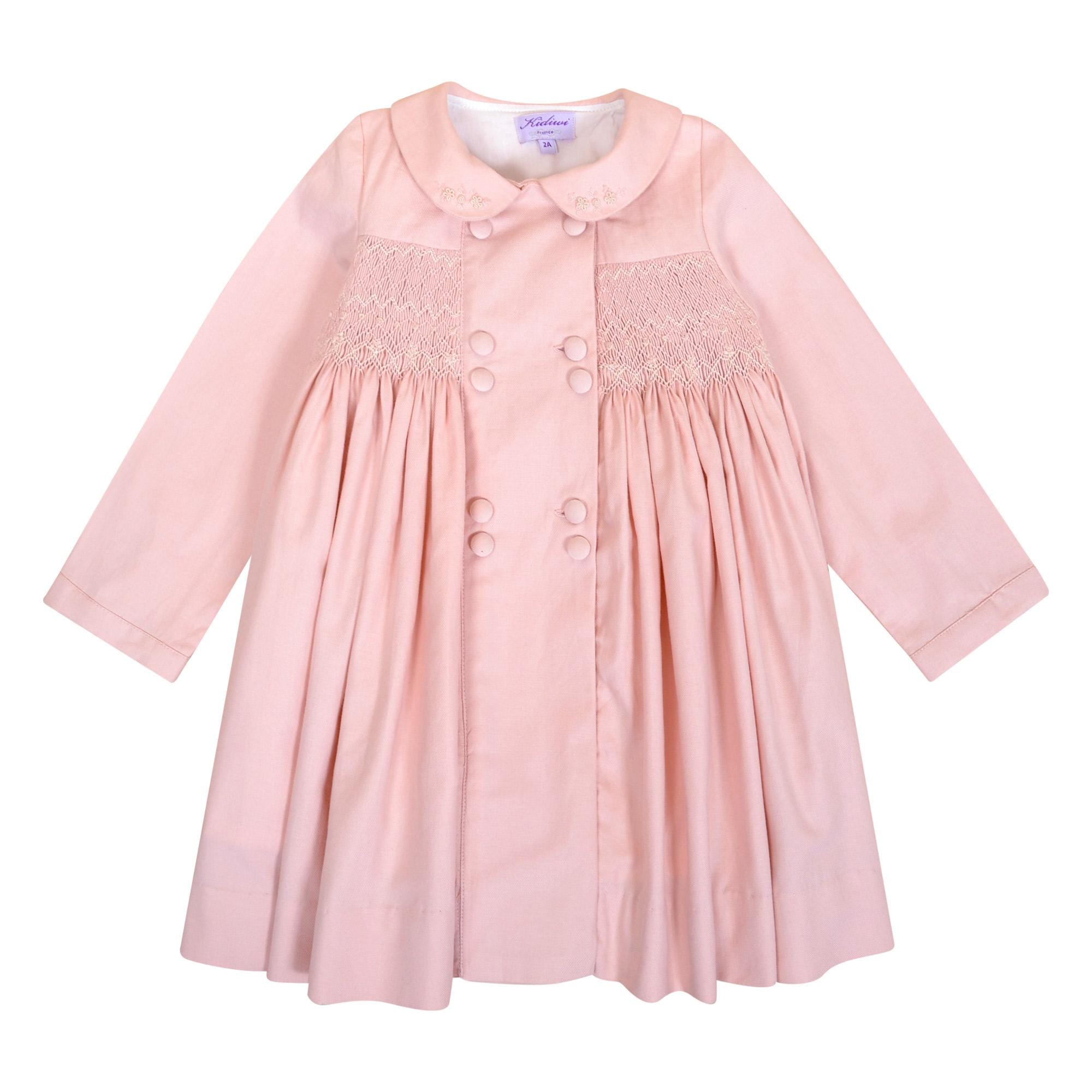 Oriana, Robe smockée, en sergé de coton biologique rose