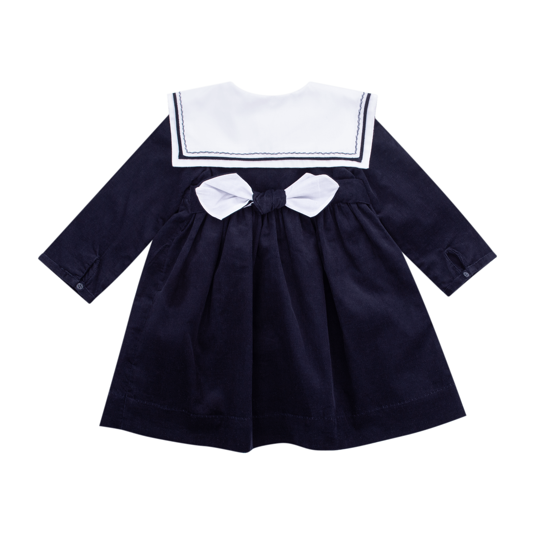 Paola, Robe en velours milleraie marine