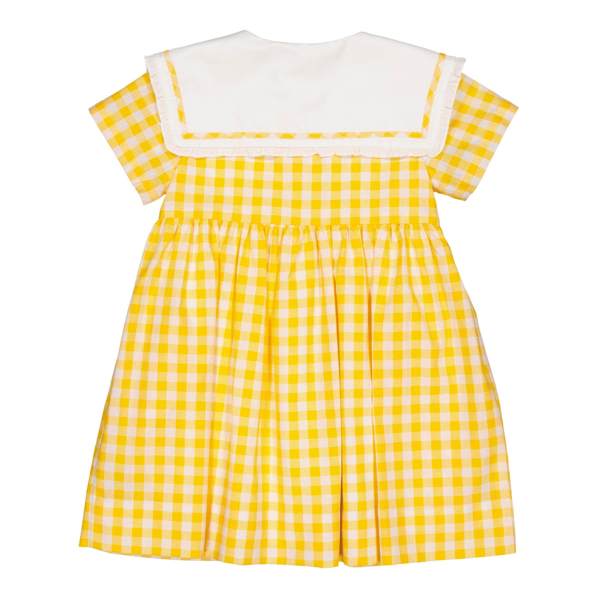 Paolina, robe brodée en vichy jaune