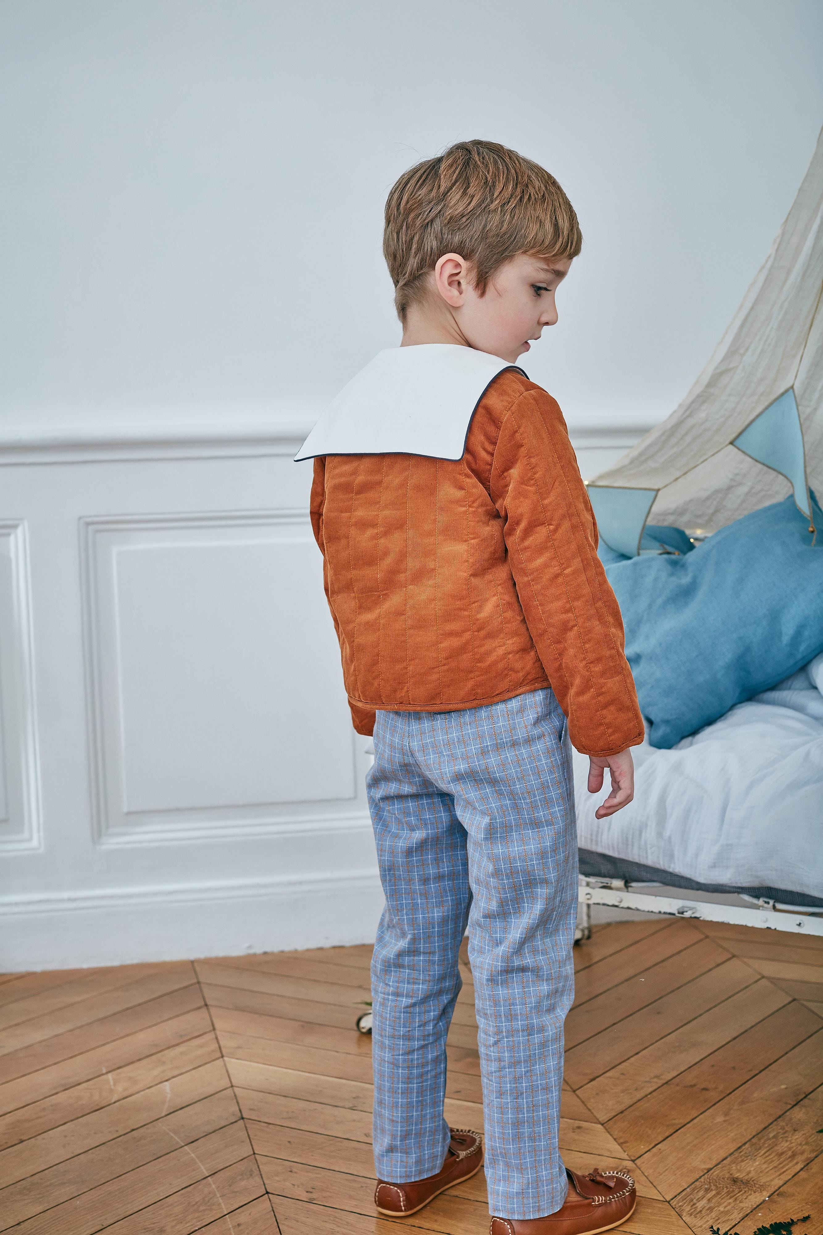 Sacha, Veste matelassée unisexe, en velours côtelé Cannelle - Sacha, Unisex quilted jacket, in Cinnamon corduroy