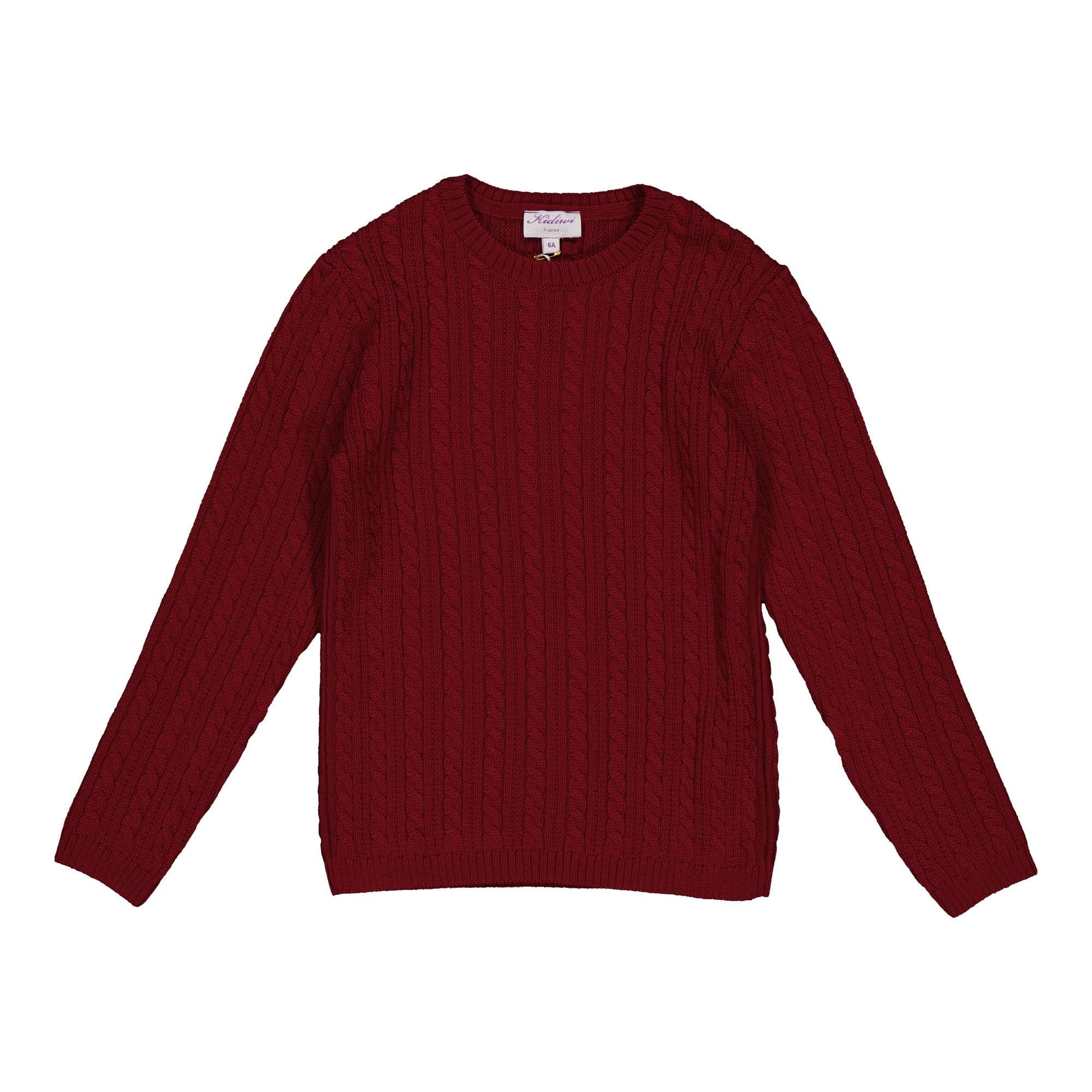 Simon, Cable sweater 100% merinos wool, Burgundy