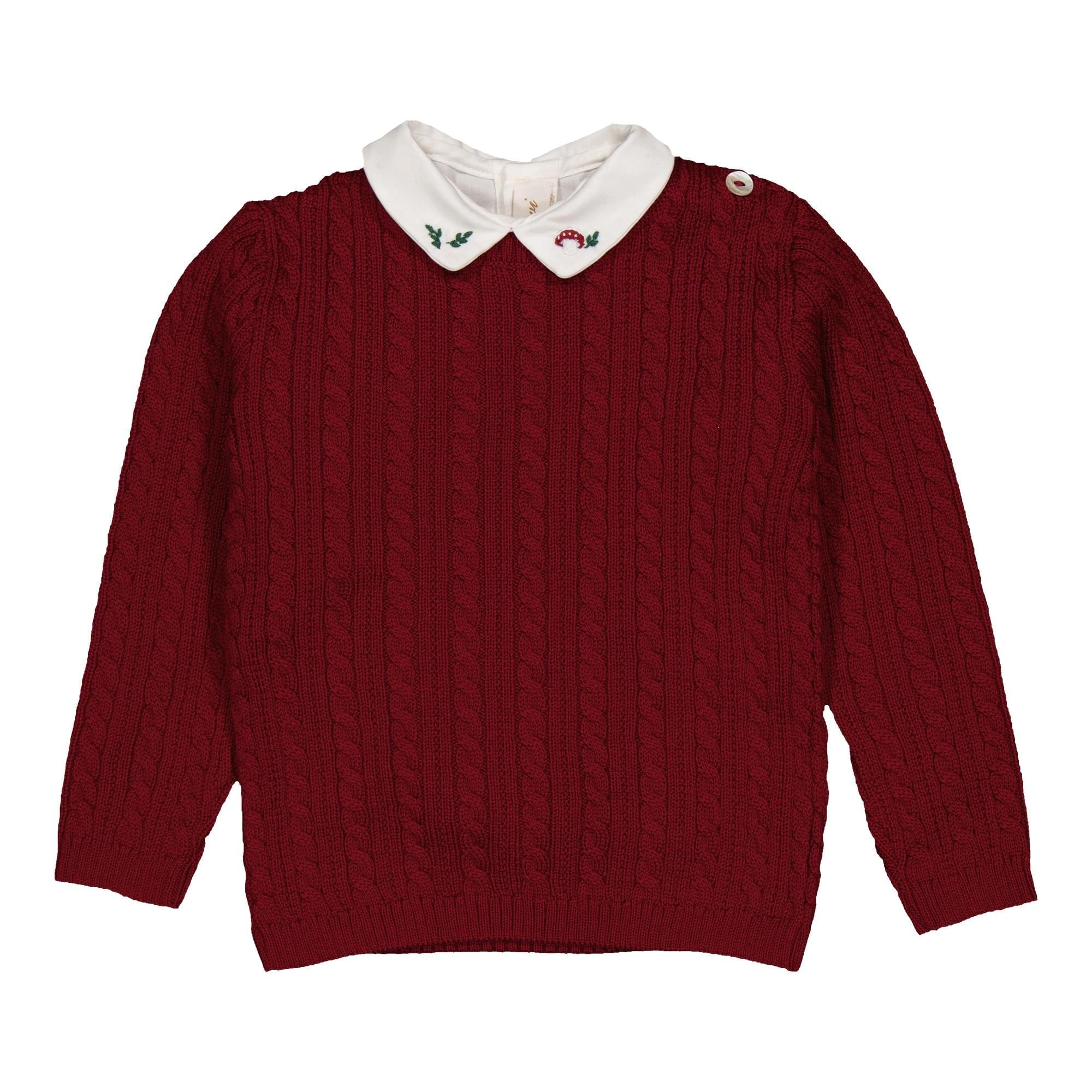 Simon, Cable sweater 100% merinos wool, Burgundy