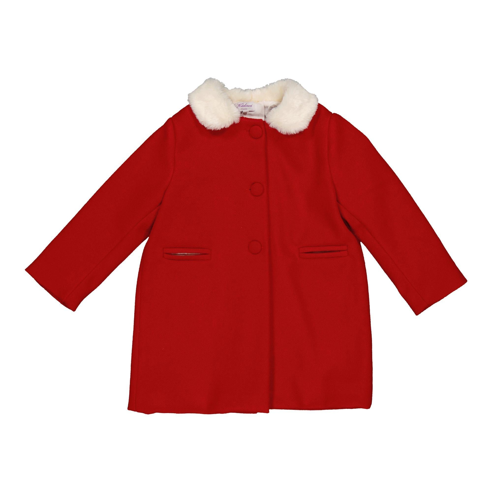 Sofia, Girl coat, in Red wool