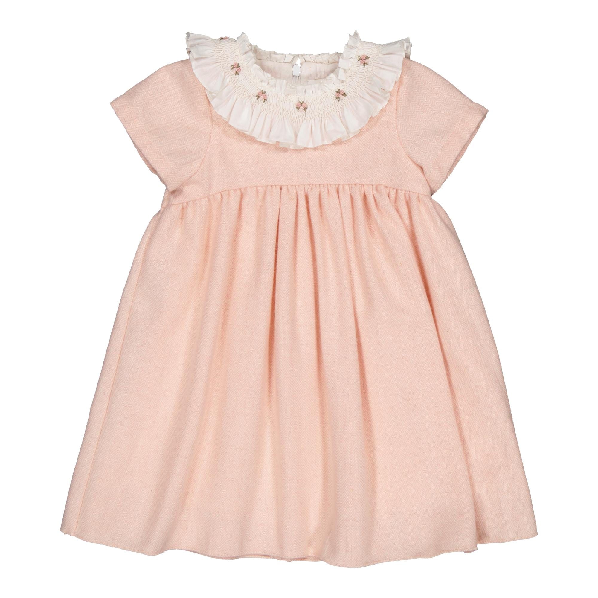 Swann, robe en chevron rose avec laine