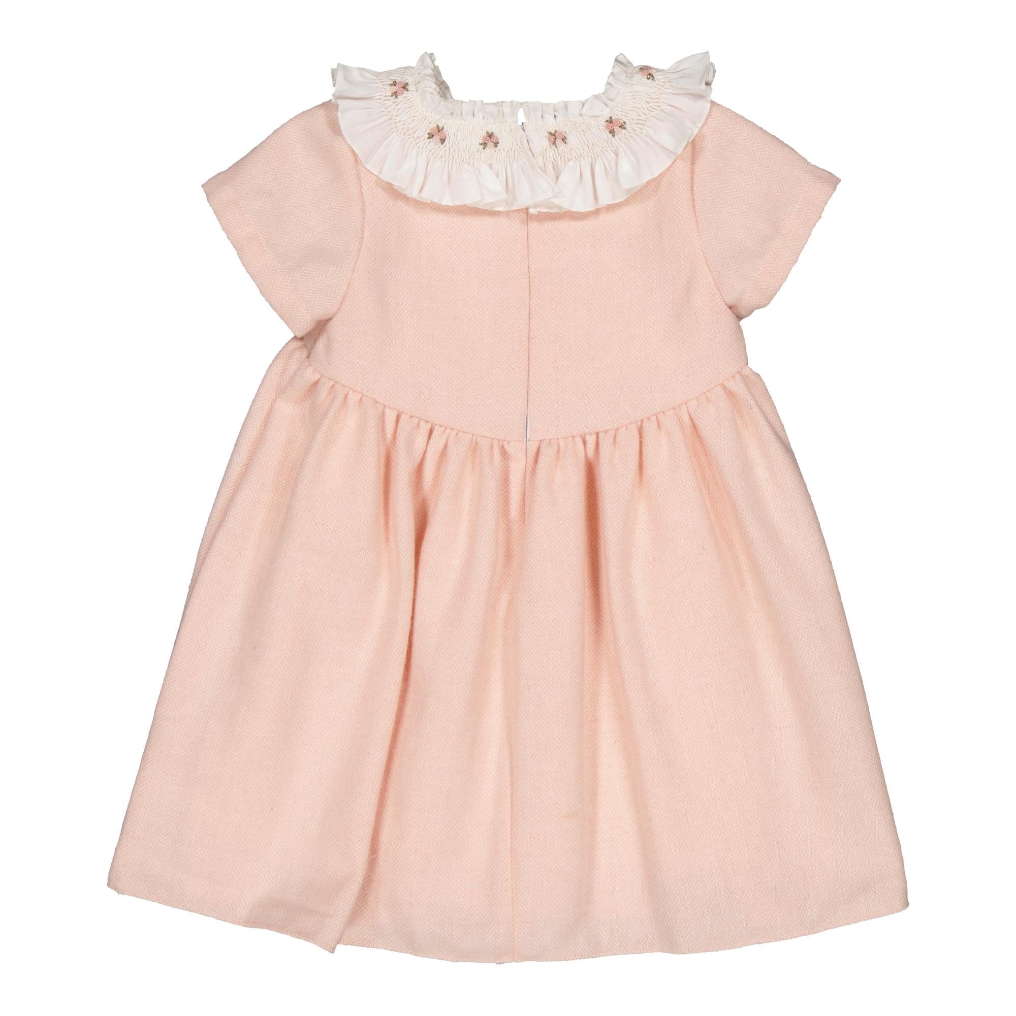 Swann, robe en chevron rose avec laine