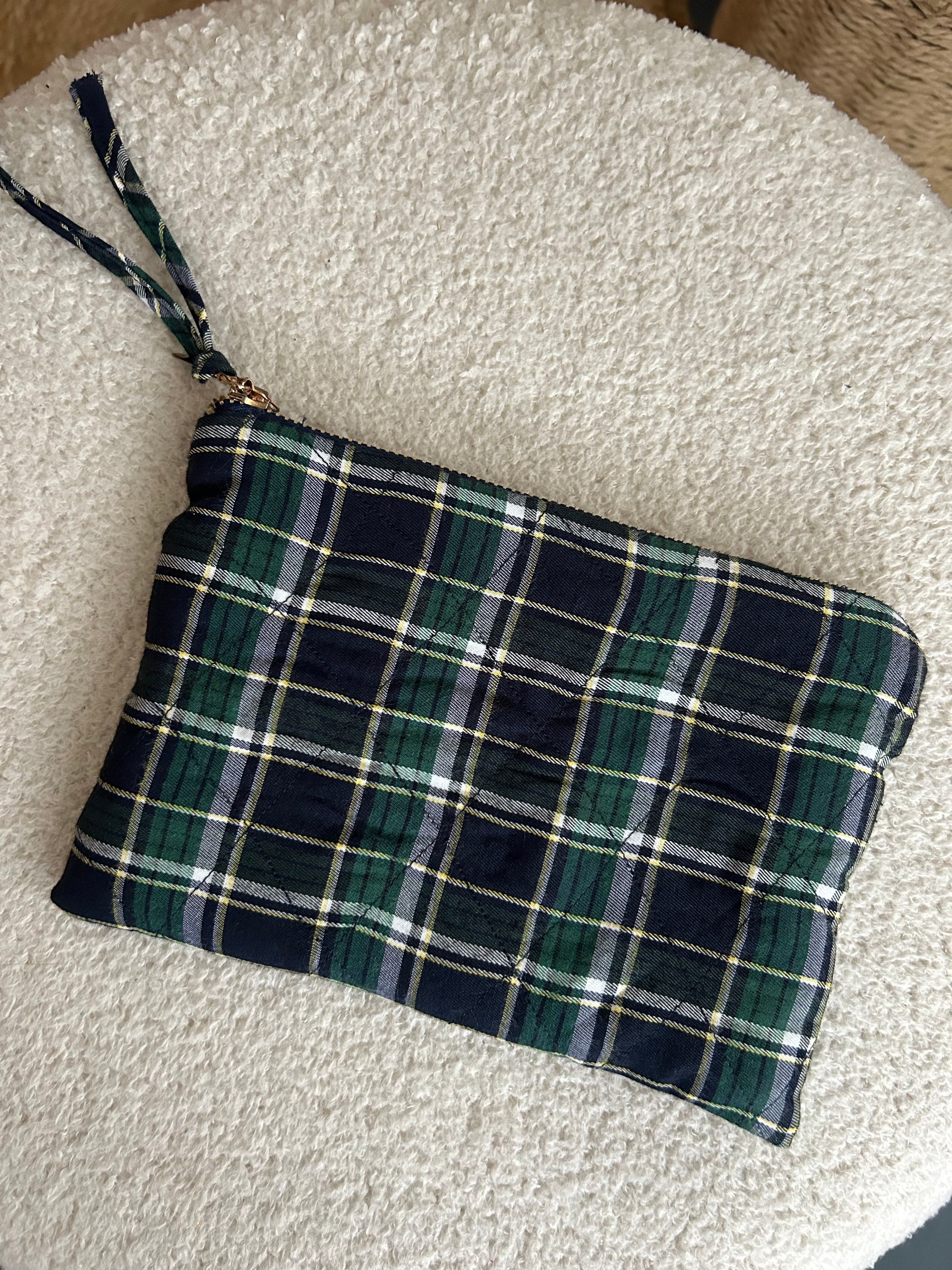 Tricia, Smocked case, in Blue and green tartan