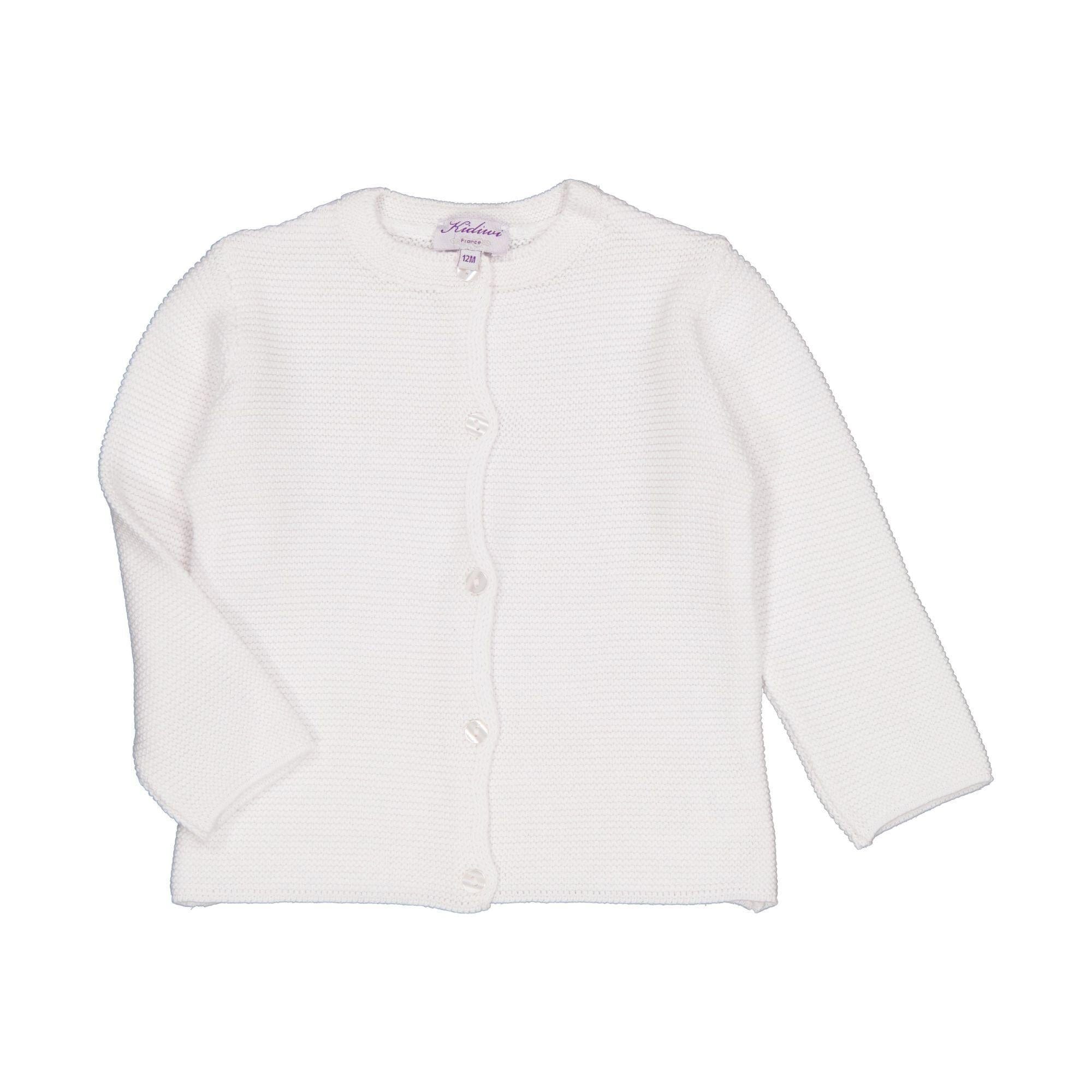 Wistéria, girl cardigan in 100% cotton, white