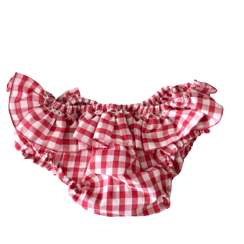 Anne, Culotte de bain à volants smockés en vichy rouge