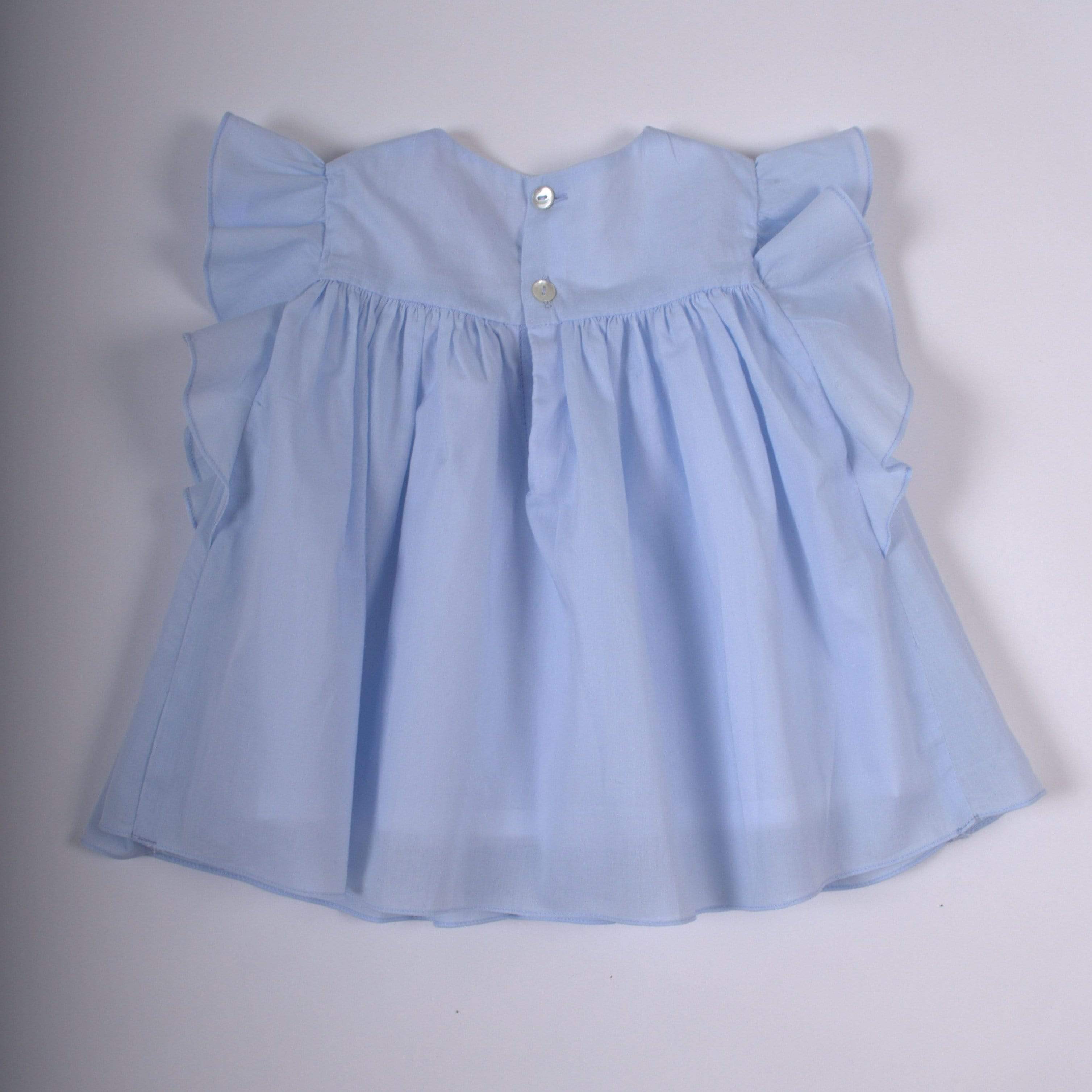 Blouse smockée bleu ciel