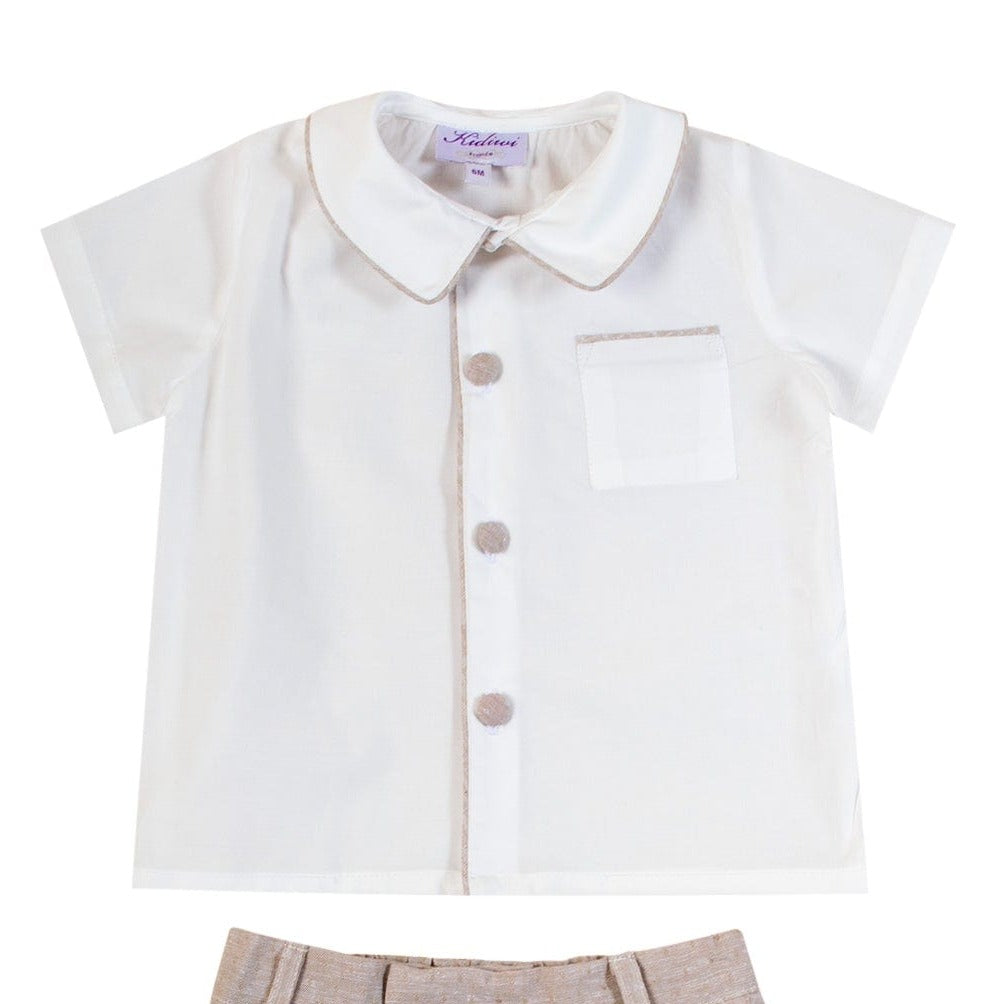 CHEMISE MANCHES COURTES GARÇON PASSEPOIL BEIGE