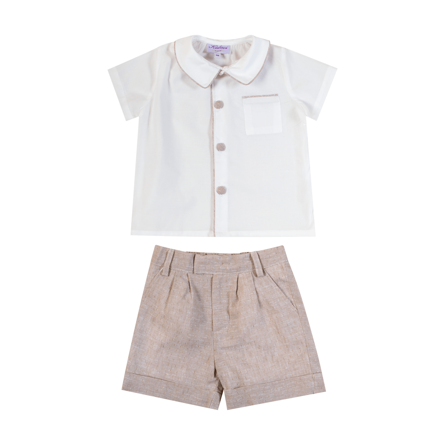 CHEMISE MANCHES COURTES GARÇON PASSEPOIL BEIGE