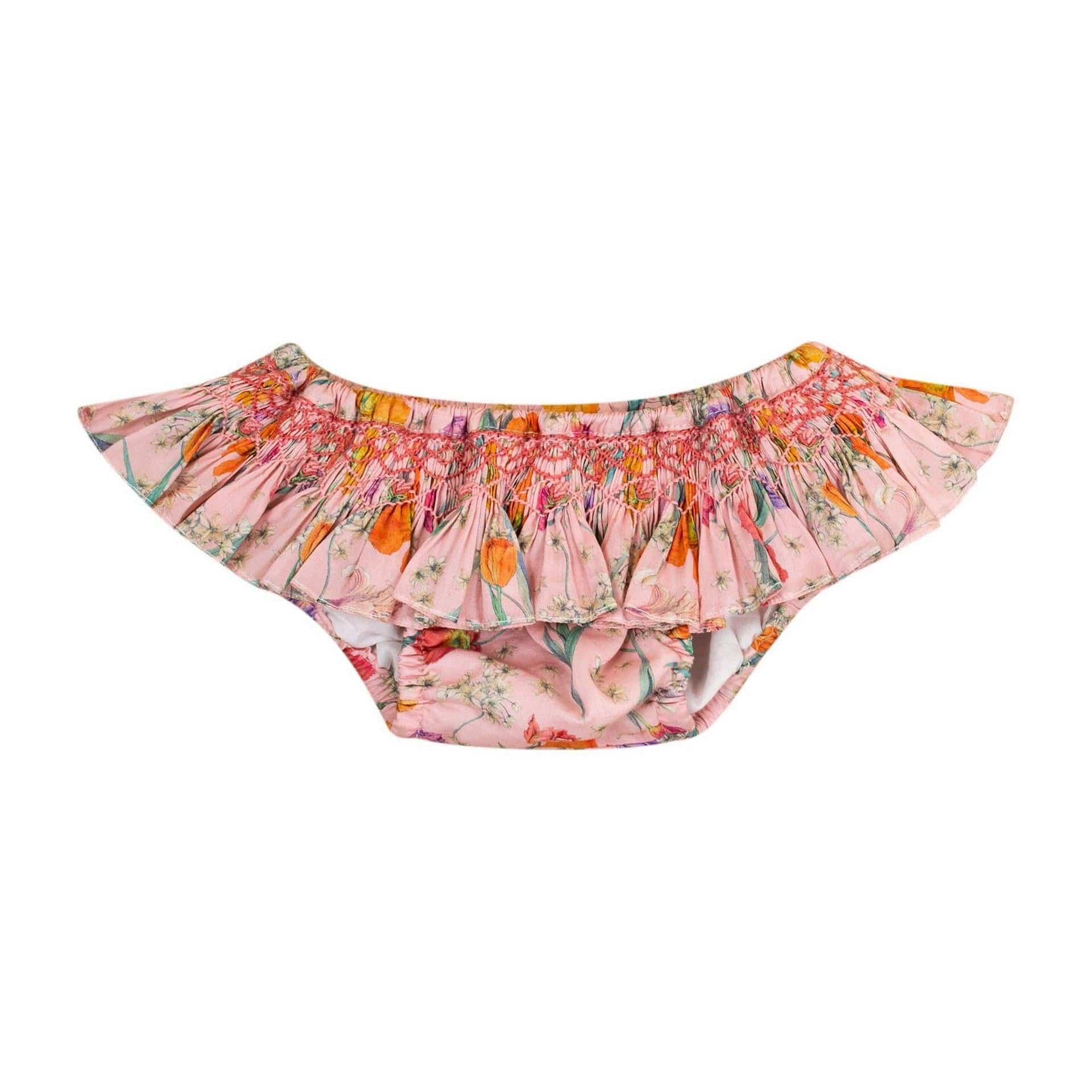 Hibiscus, culotte de bain avec son volant smocké, en Liberty of London "Spring Bloom"