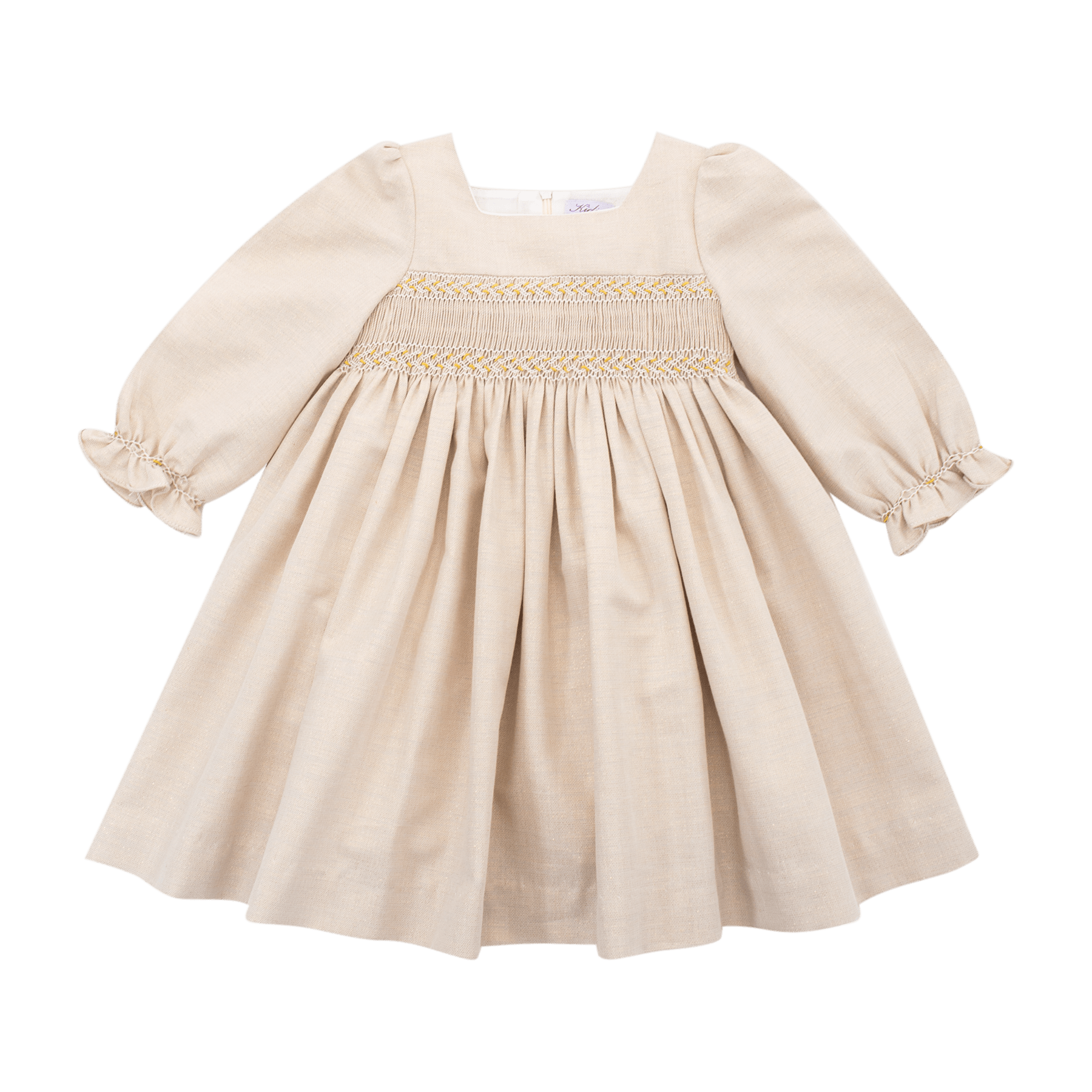 Robe Divine en chevron beige et fil doré