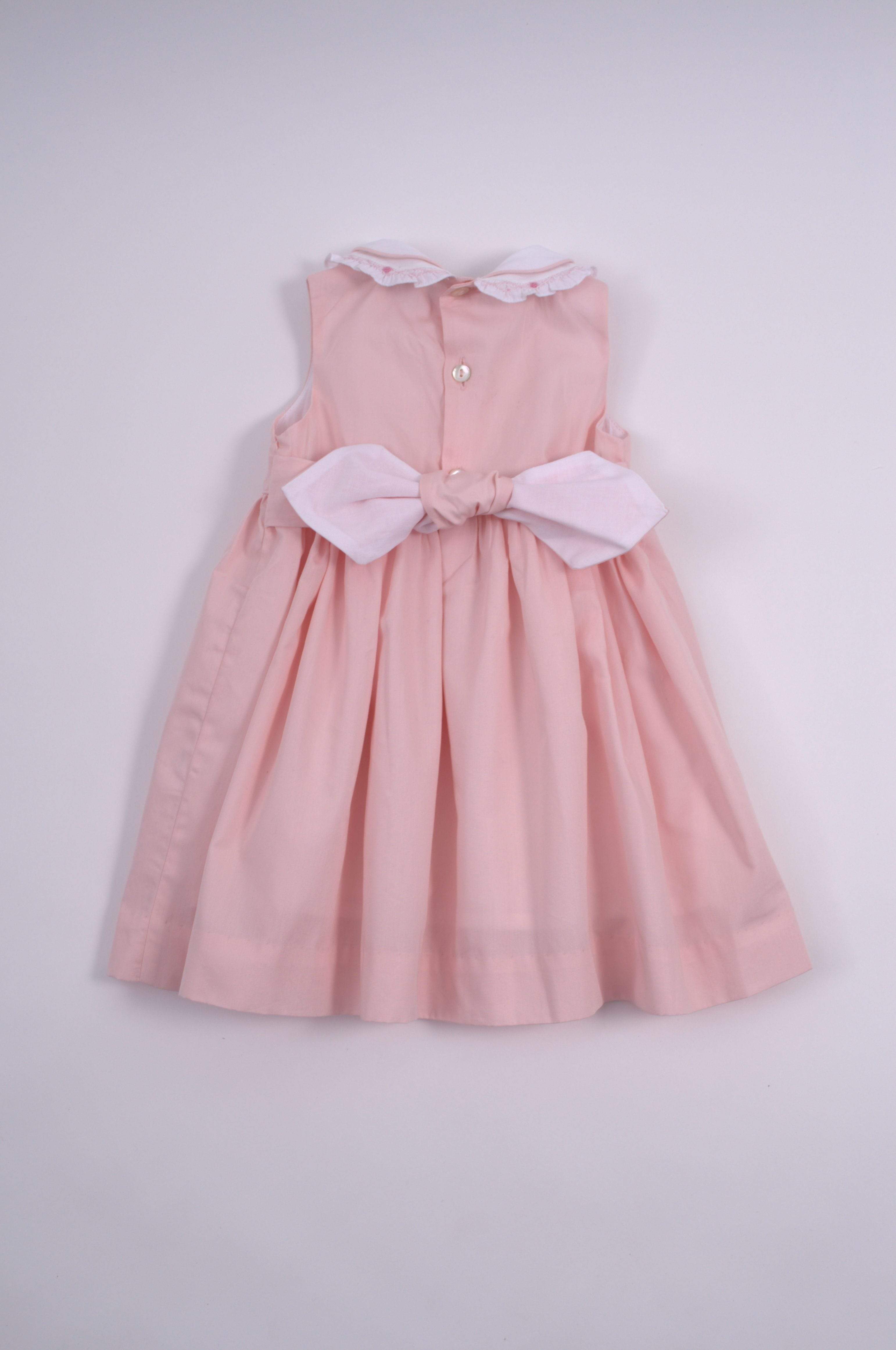 Robe rose poudré à double col en coton BIO