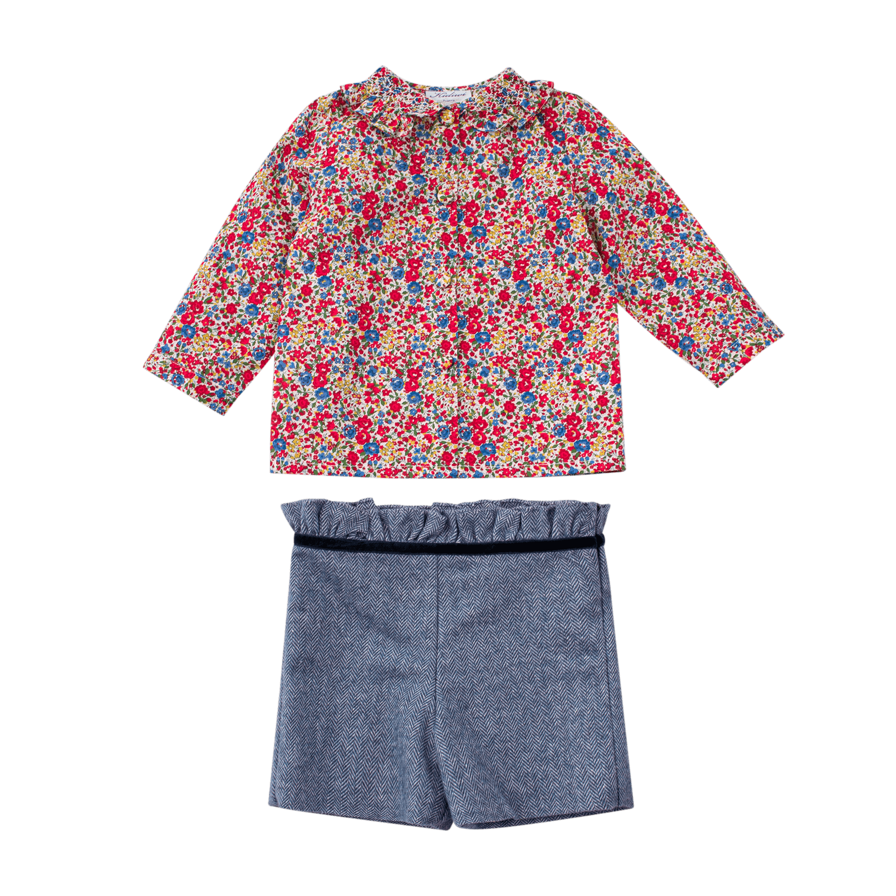 Short en laine chevronné marine