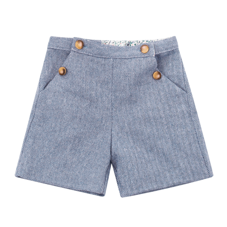 Short Sonia en chevron laine bleu de prusse